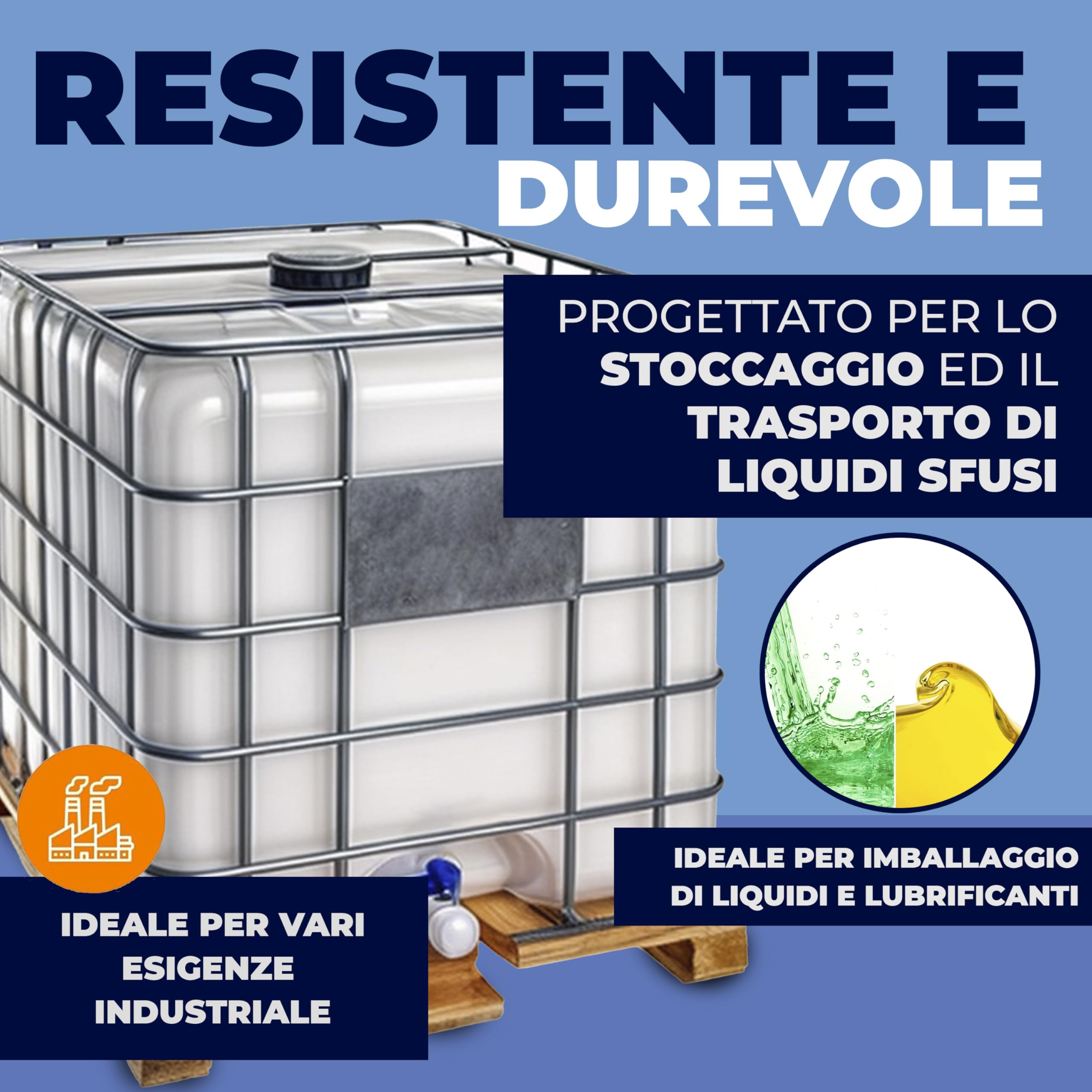 Bidone Serbatoio Acqua 1000 litri IBC-GRG con pallet in legno
