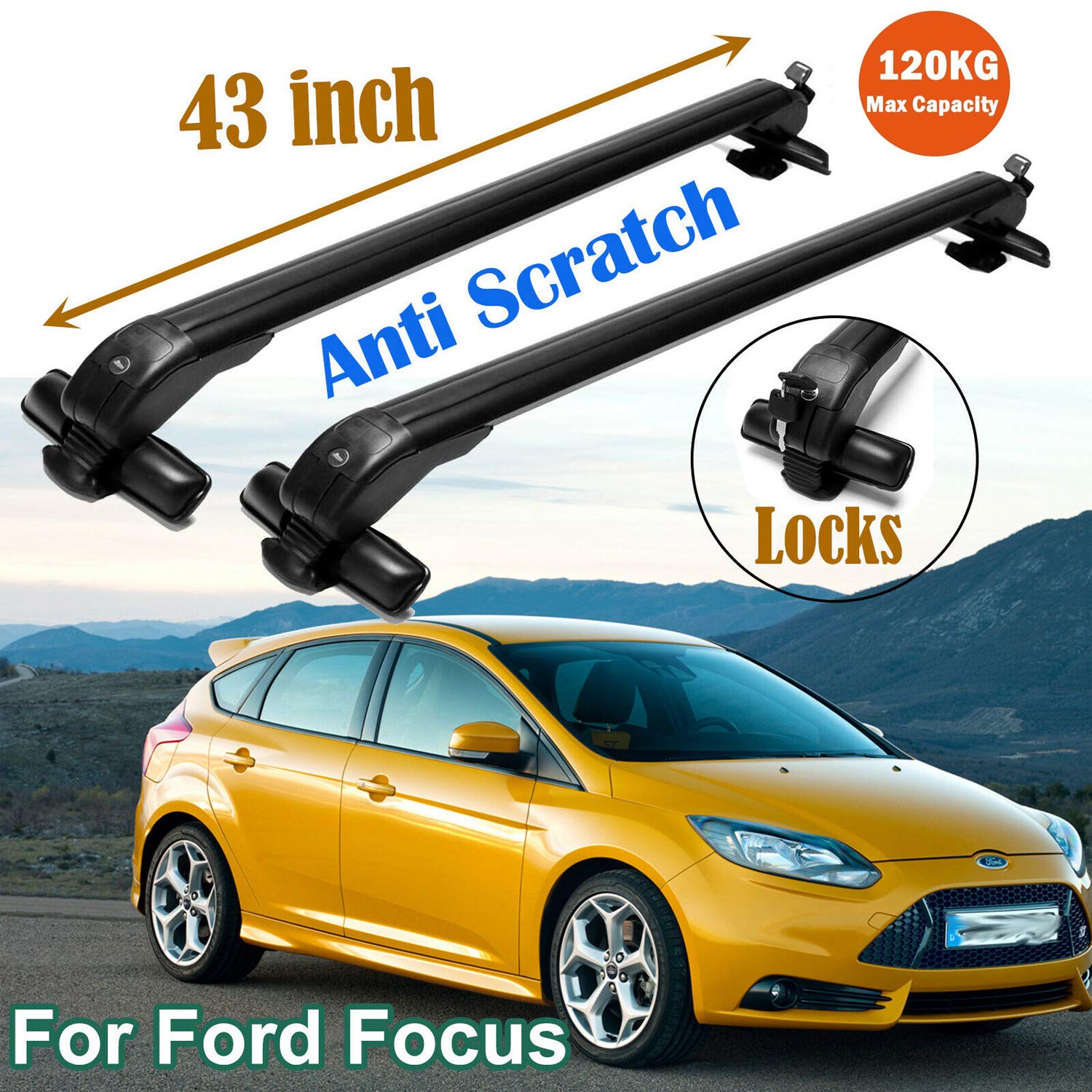 Buy SiKy 2x For Ford Focus 200016 43'' Car Roof Rack Aluminum Bars