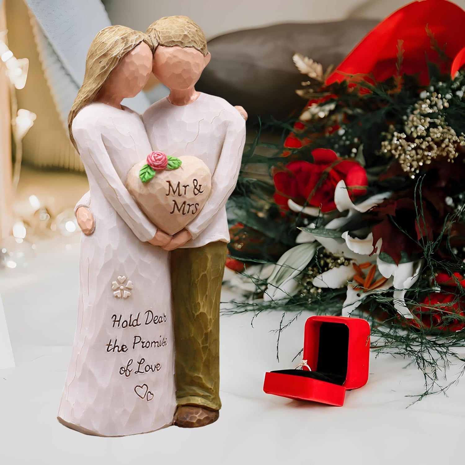 記念日の結婚祝い、女性、男性、カップルへのギフト、ガールフレンド、ボーイフレンド、妻への誕生日プレゼント、手塗りの樹脂製 Mr &a