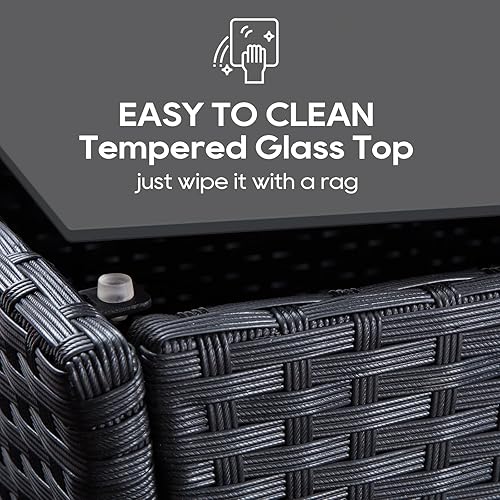 Miniatura 6 de Muebles de patio al aire libre, juego de sofá seccional de 4 piezas, muebles de balcón, sillas de mimbre de ratán con mesa y sofá biplaza para