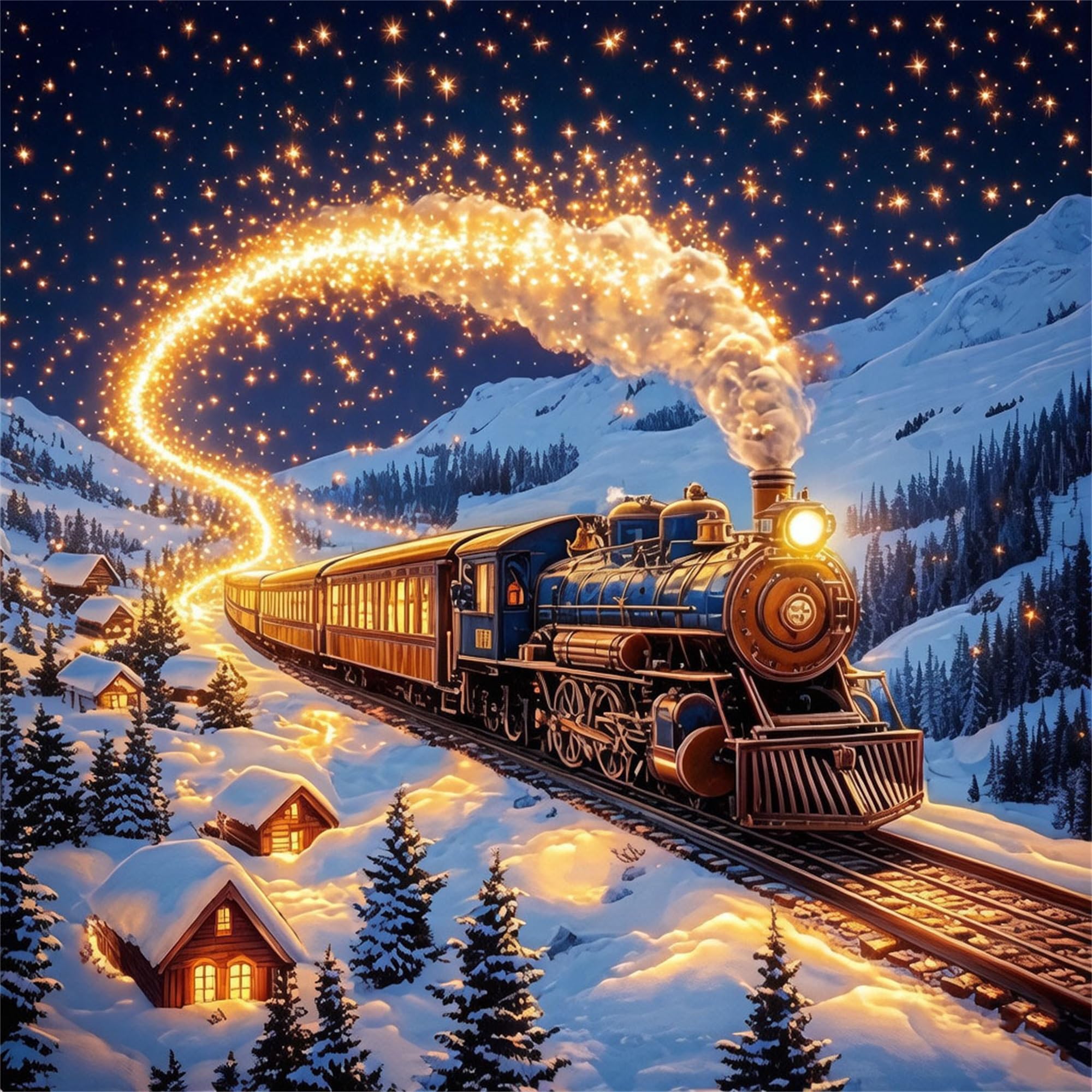 NZNANCHU Train Diamond Painting Kit for Adults,Magical 5D Diamond Art Kits for Beginner,Gem Art,Crystal Kits Round Drill for Home Wall Decor Gifts,Women,Men