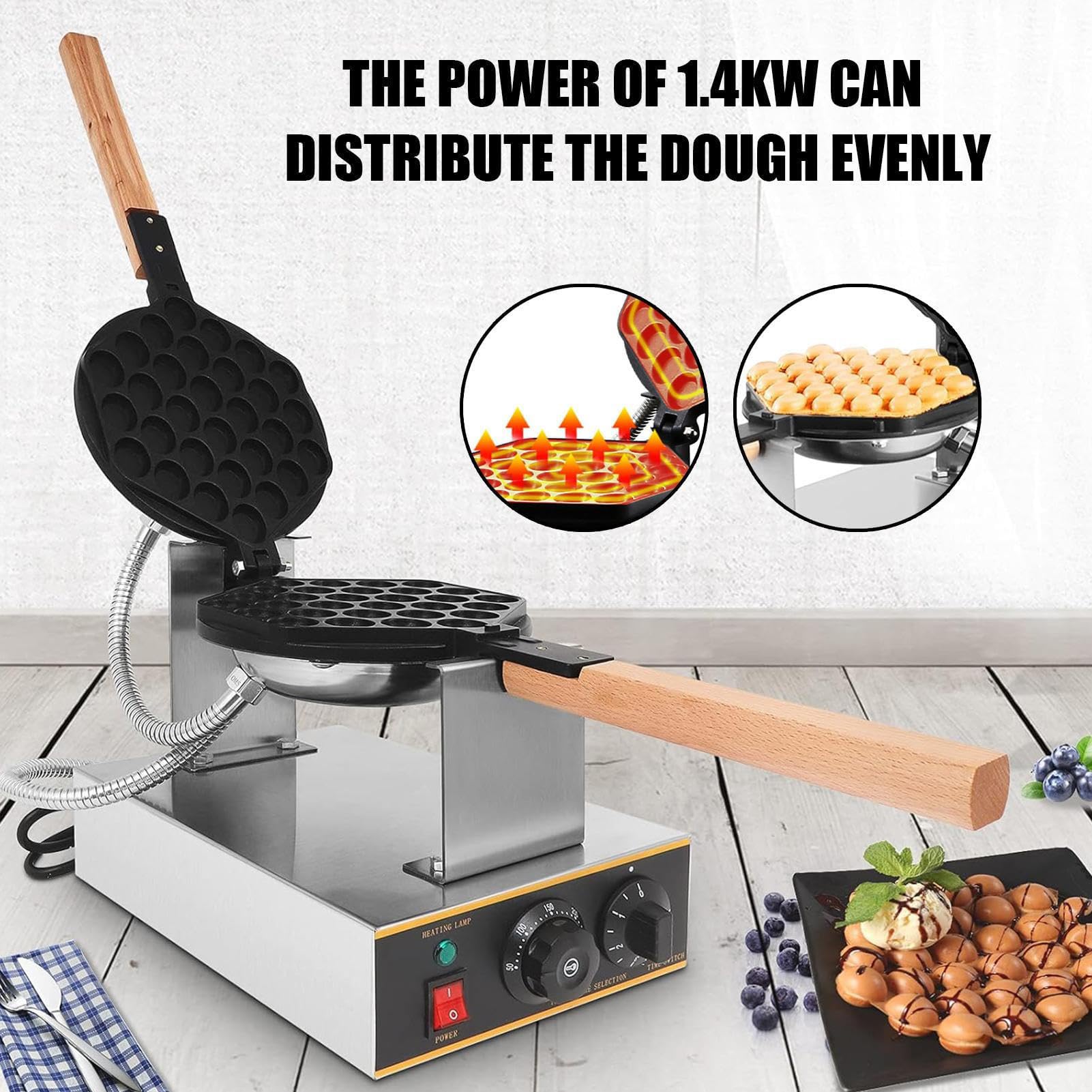Maquina De Gofres Gofrera Profesional Waffle Bubbles,Sarten Gofres Girario 180 Grado,Ajuste de Temperatura 50-250℃,Gofrera Eléctrica 3-5min de Horneado Uniforme(Size:Cabeza única)