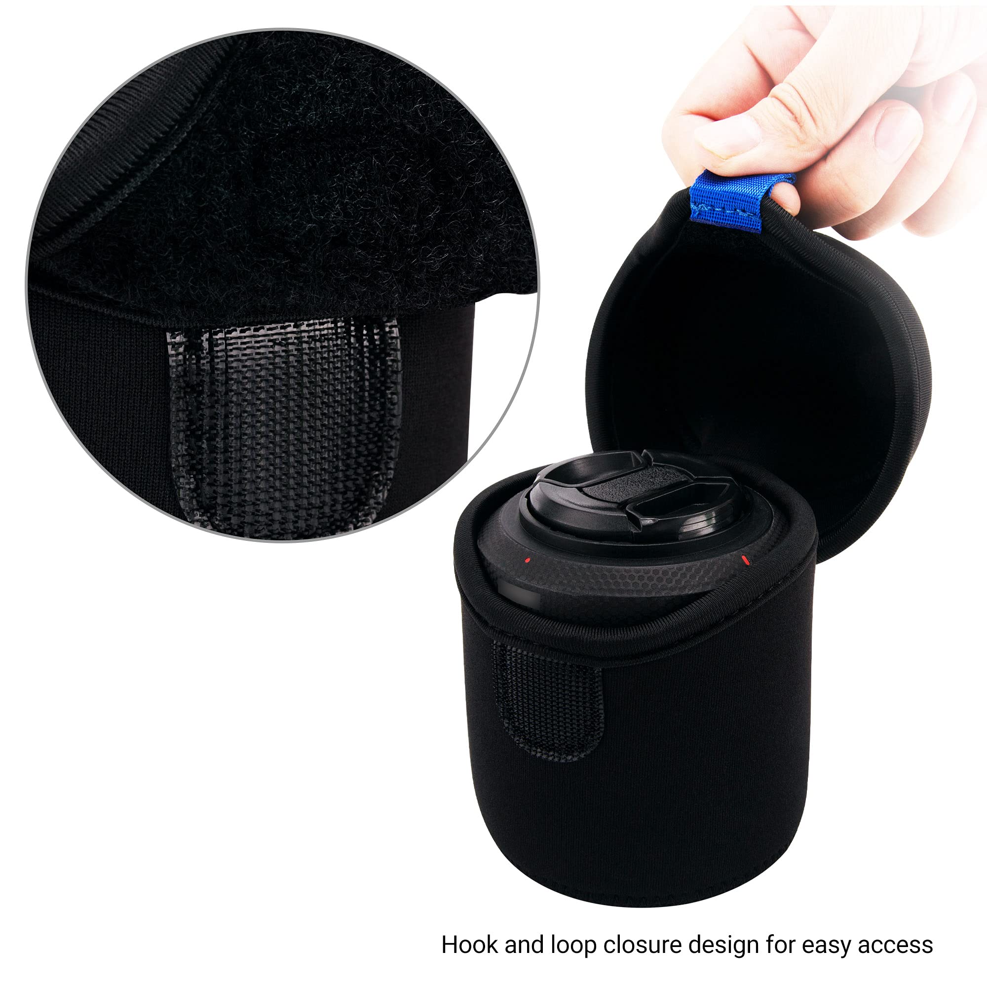 JJC Custodia per obiettivo lenti neoprene protettiva per Canon Fuji Olympus per Nikon obiettivi, L Fits Lens ≤ 78x78mm