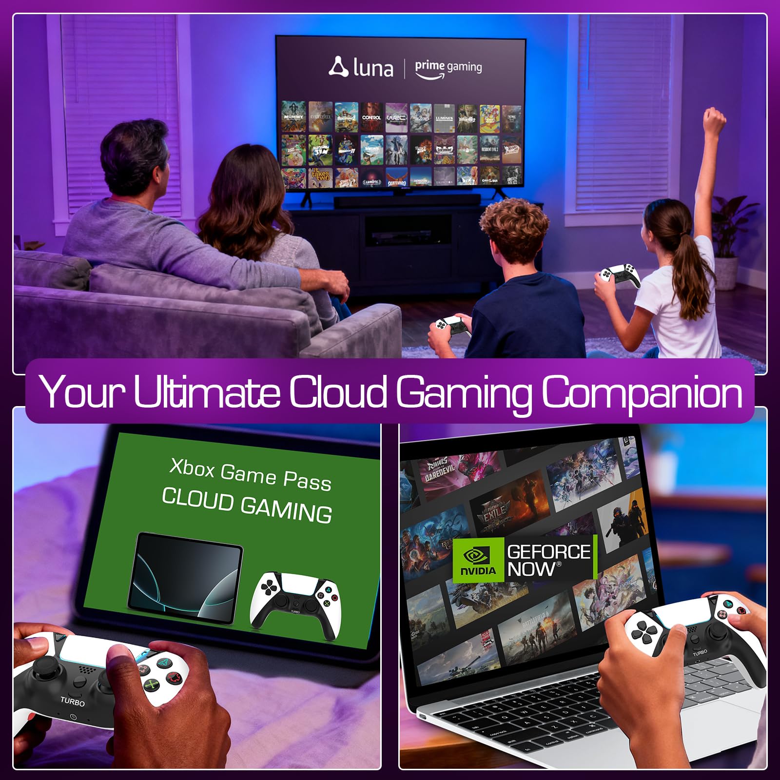 Ruibopad Ymir Wireless Luna Controller PC Bluetooth Gamepad für Fire TV Stick Gaming Kein Drift ALPS Joystick mit 1200mAh Akku Turbo Paddles Weiß