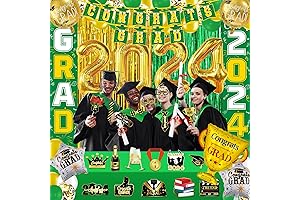 Class of 2024 Green and Gold Grad Photo Props and Decorations