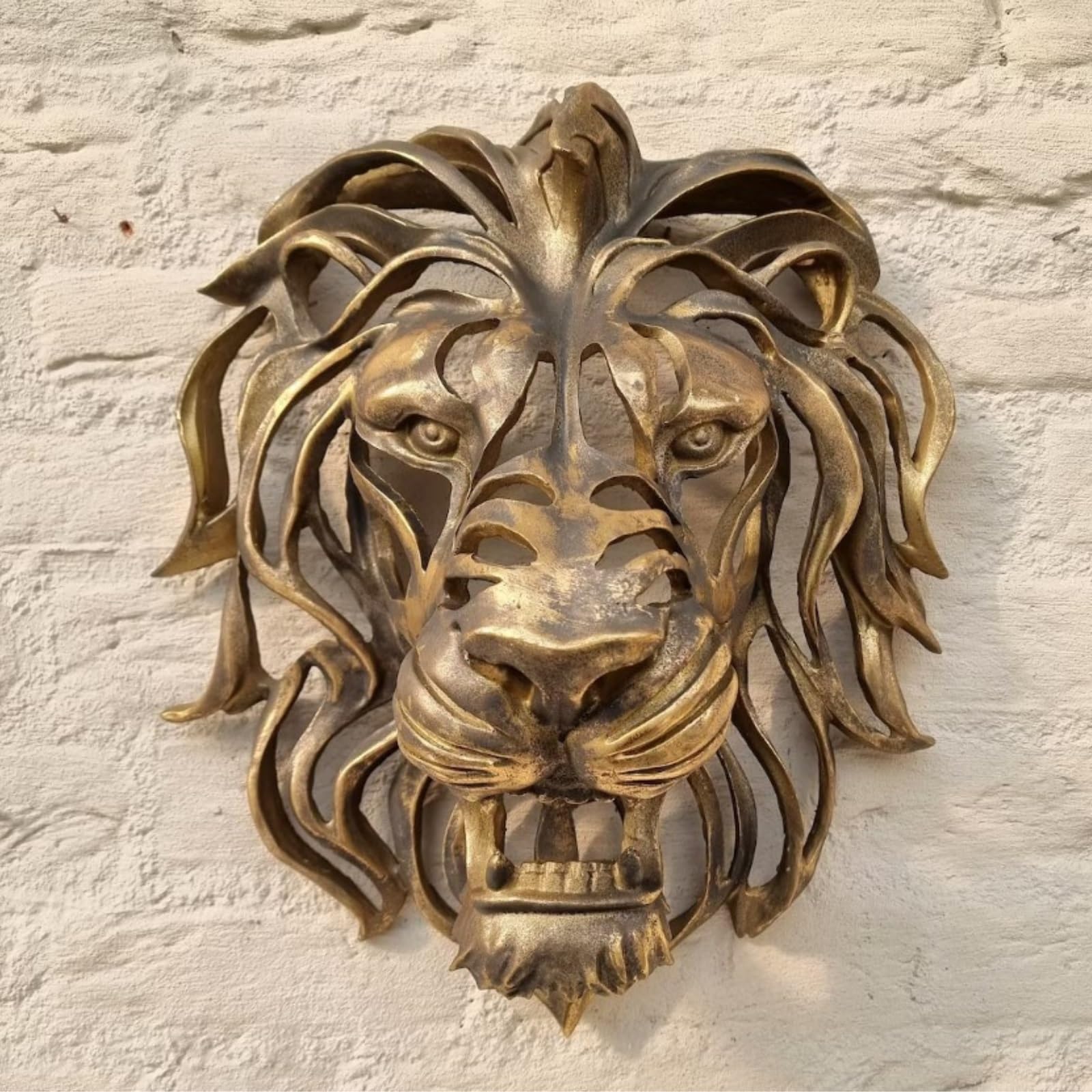 Tête de lion en art mural, décoration en résine pour habiller un salon