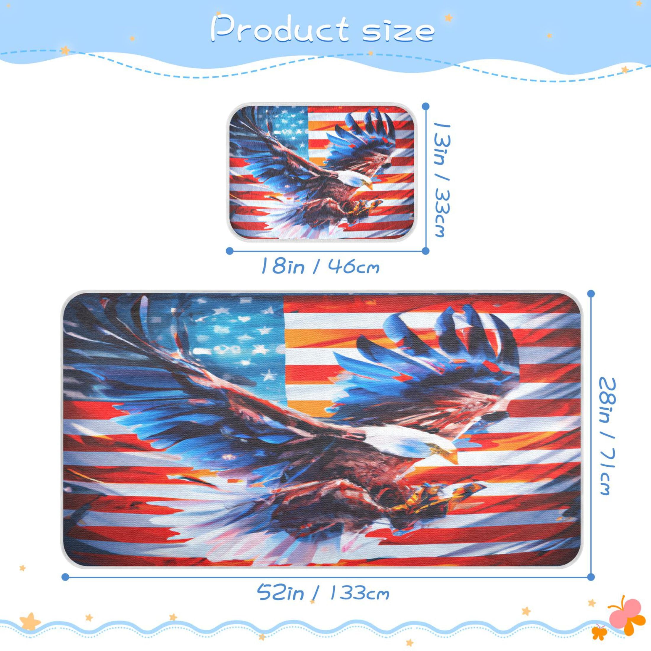 Takiito Independence Day Baby Cooling Mattress Pad, Soft & Breathable Cooling Mat Keep Baby Cool in Summer 28x52 in, Nursery Essential