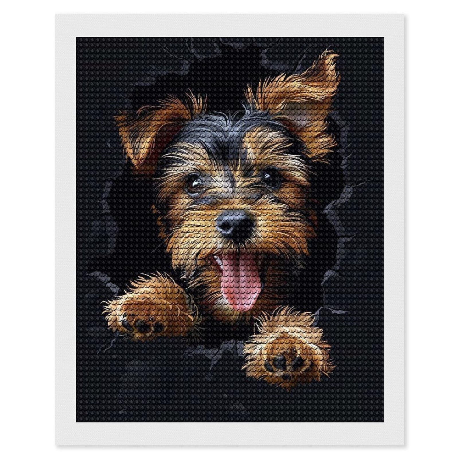 Junmoney Welsh Terrier Dog DIY Diamond Art Canvas Kit 16"x20", Adhesive Canvas, Easy to Enjoy, Farmhouse Decor, Festive Craft Gift