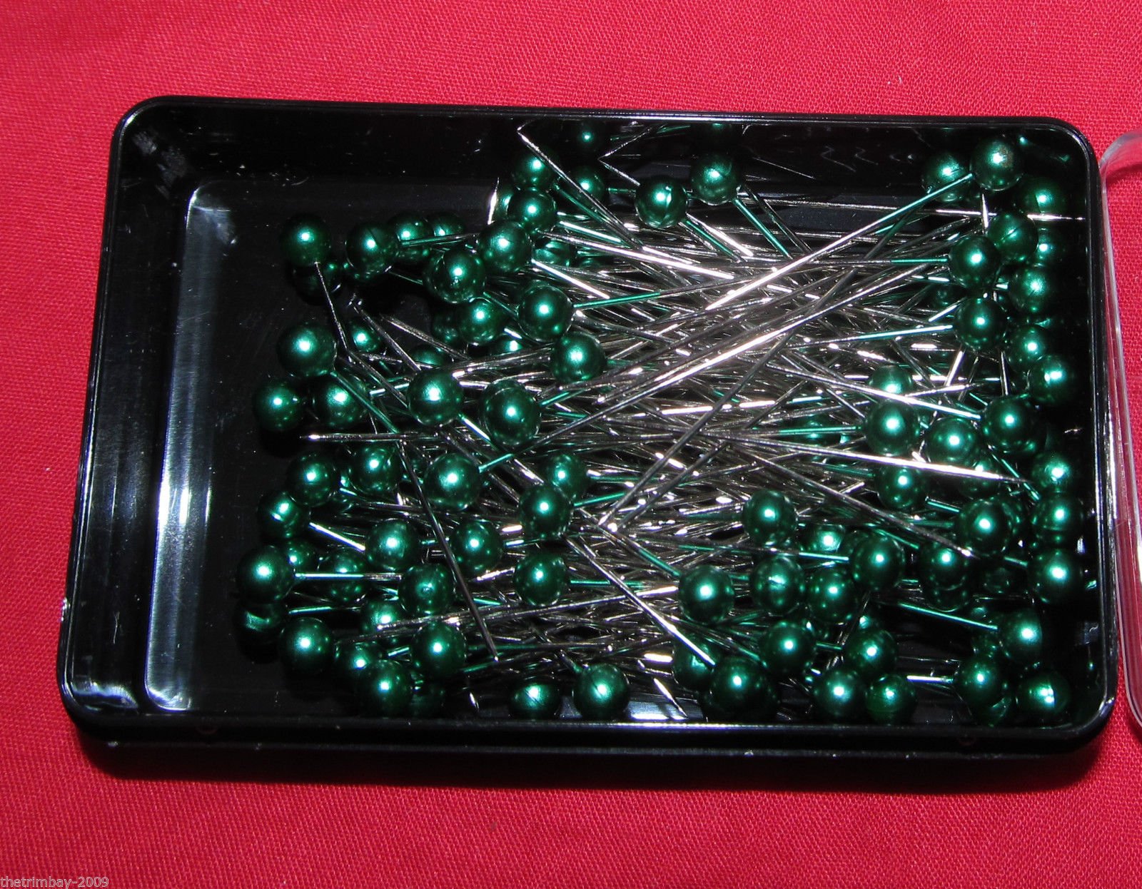 144 Dressmaking Craft Pearl Headed Pins- Green