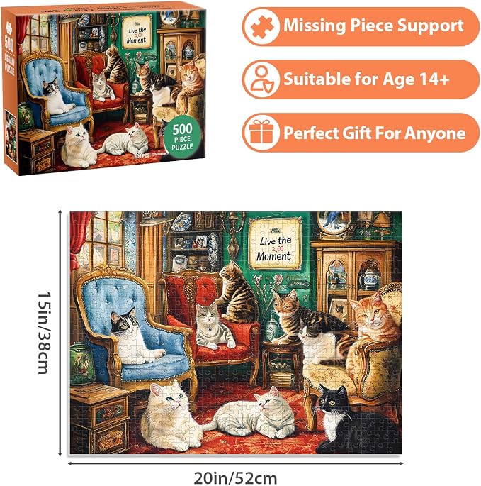 Puzzle de 500 Piezas para Adultos, Tema Gatos miniatura 2