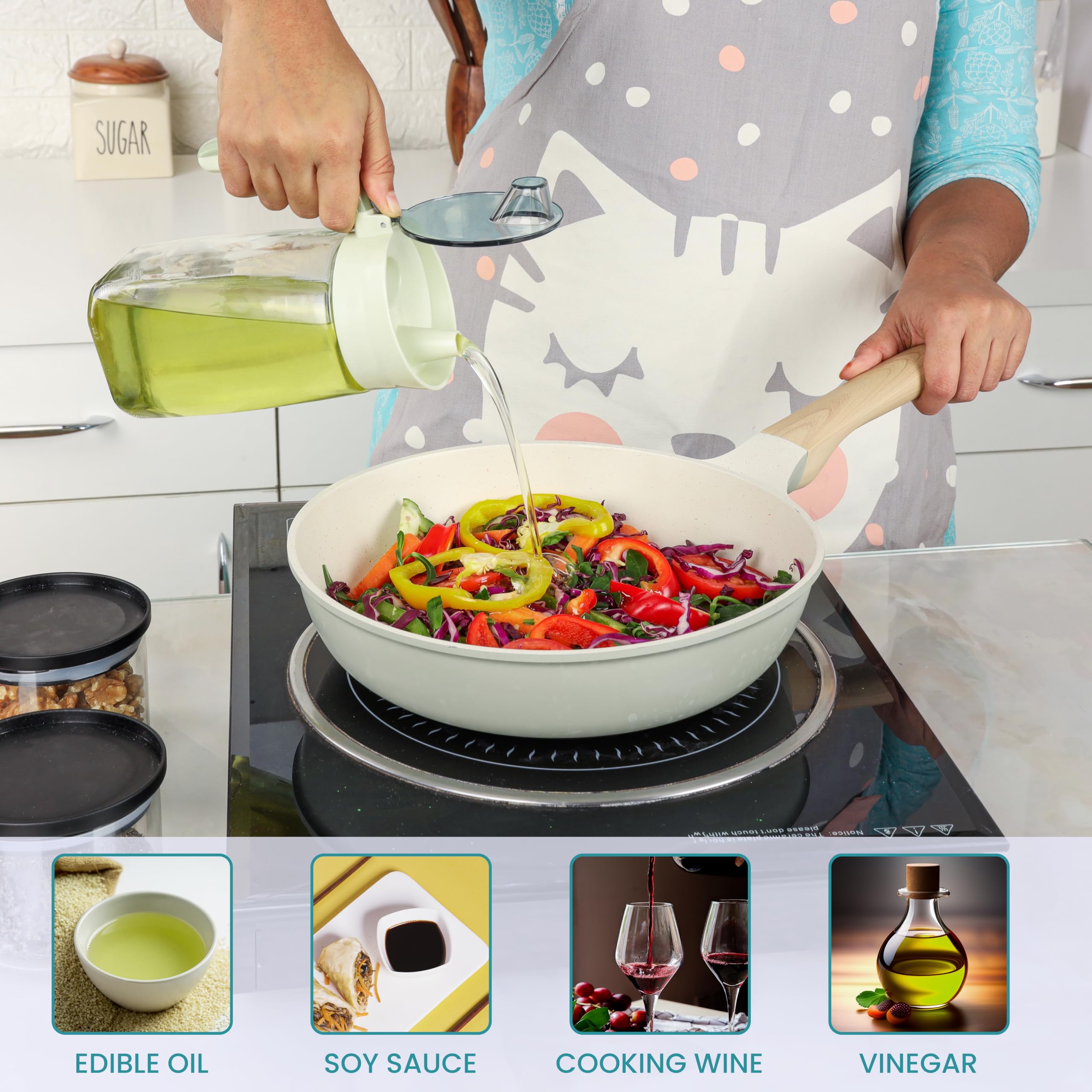 Healifty Distributeur Huile Verre Pressable Bouteille Design