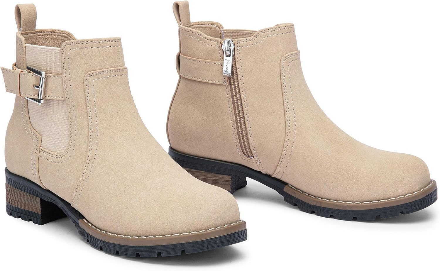 JEOSSY Women's 9006 Ankle Boots Short Chelsea Booties for Women Low Heel with Zip - Image 4