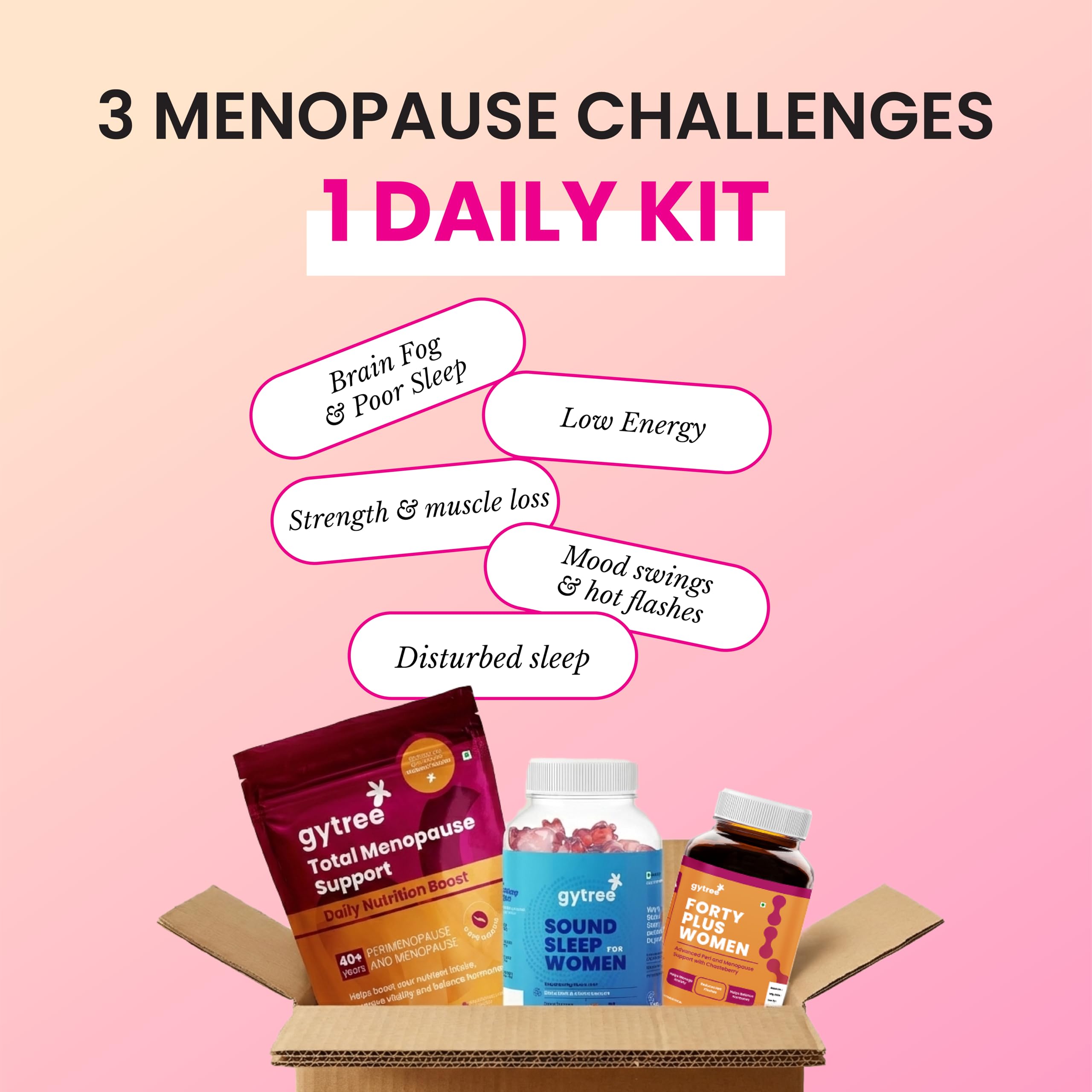 Gytree Complete Menopause Kit 40+ | Total Support Nutrition Blend + Forty Plus Multivitamin + Sound Sleep Support | Perimenopause & Menopause Wellness | 3 Product Combo Pack | Vitamin Supplement — Amazon image 2