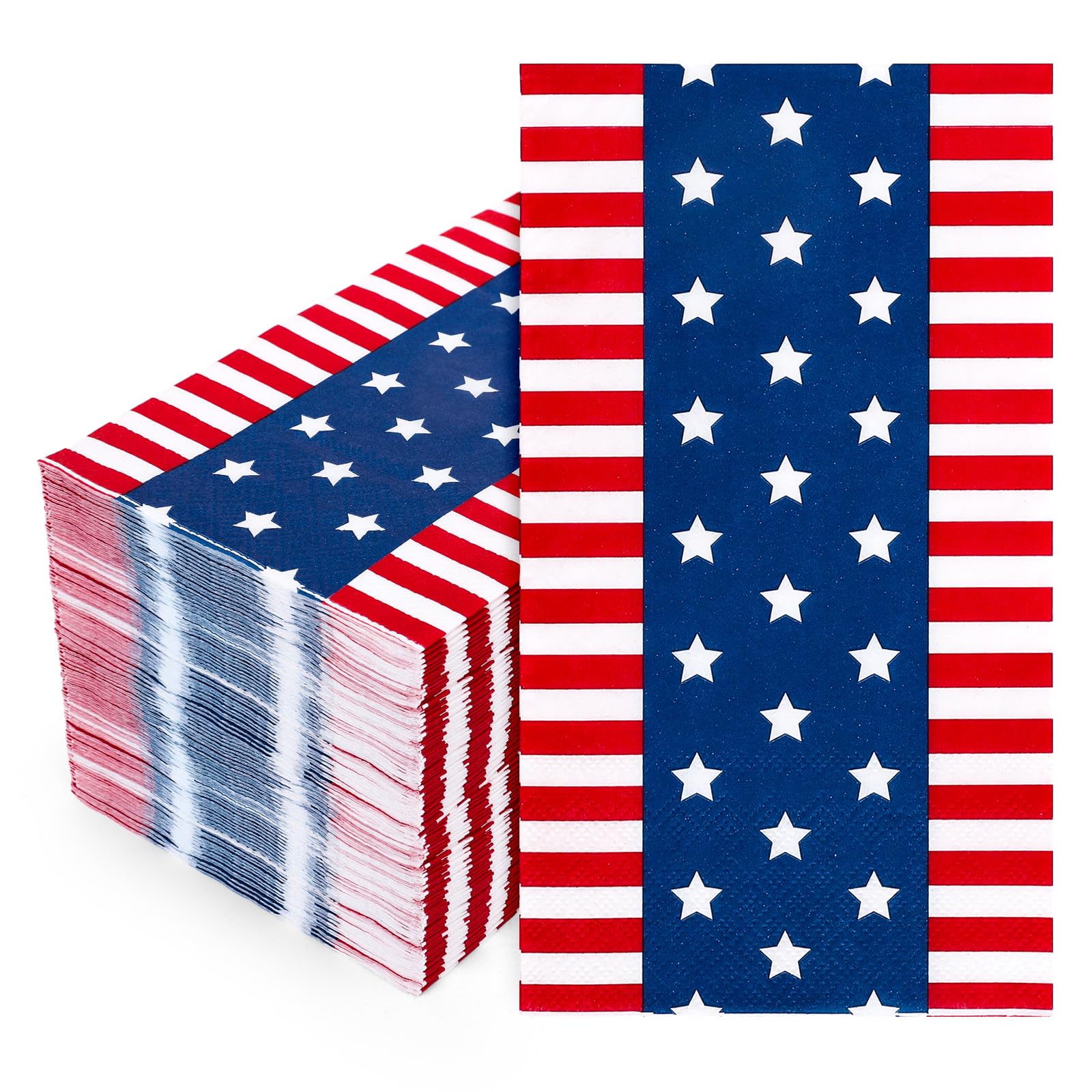 JarThenaAMCS 50 Pcs Patriotic Guest Napkins Red Blue Star Stripe Disposable Napkins 4th of July Dinner Hand Paper Napkins for Bathroom Independence