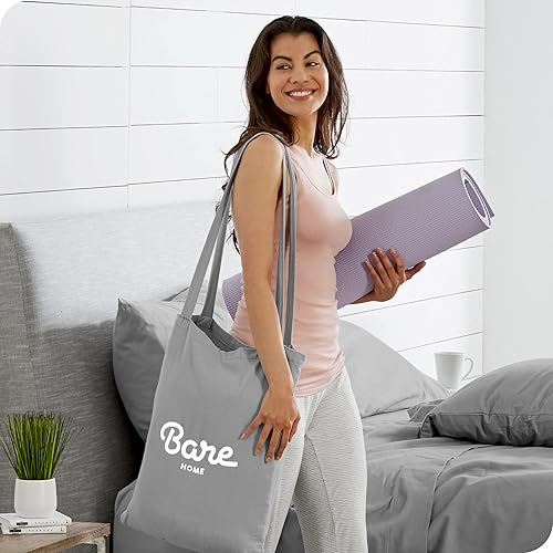 Miniatura 7 de Bare Home Juego de sábanas 100% algodón orgánico, ultra suave, 100% algodón, juego de sábanas y fundas de almohada, sábanas de bolsillo profundo