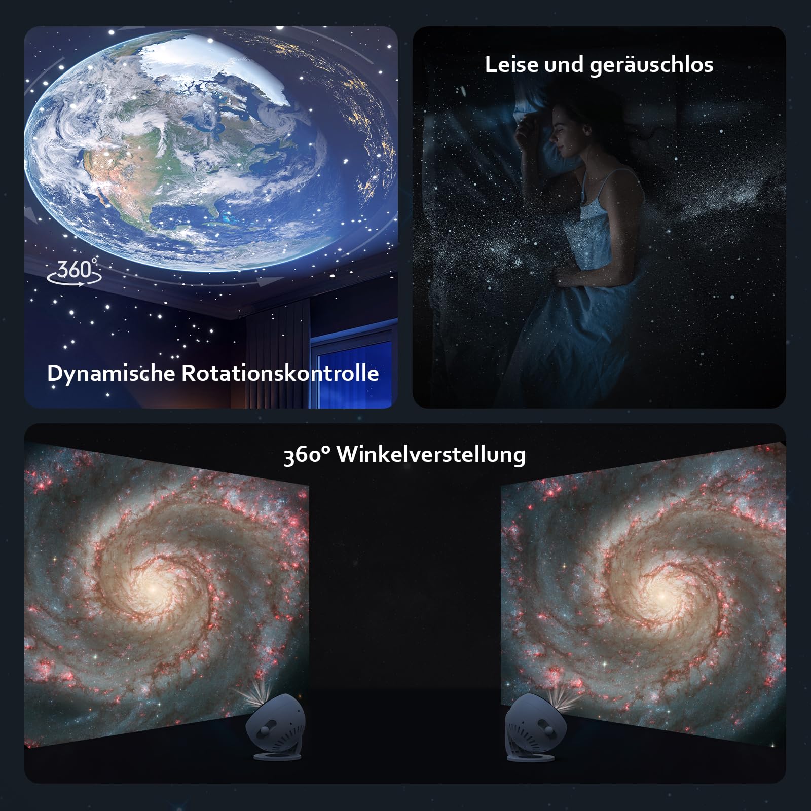 Sternenhimmel Projektor, Sternenprojektor Planetarium mit 3 Disc für Kinder | 5K HD Projektion • Leise Rotation • Fokus Justierbar • Timer • Erweiterbar Discs Set • Geschenk für Kinder Erwachsene
