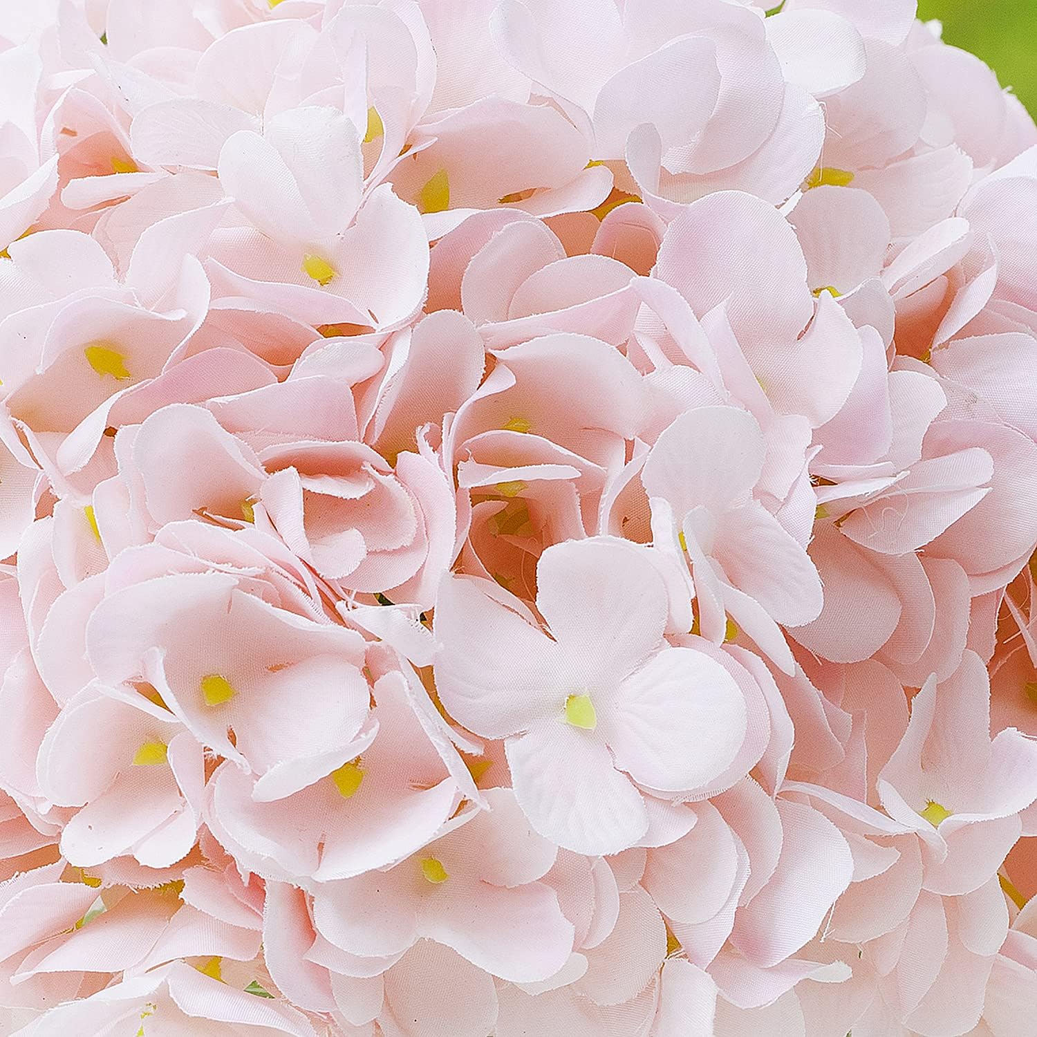 Enova Floral Artificial Silk Hydrangea Fake Flowers Arrangement in Round Clear Glass Vase with Faux Water for Home Office Wedding Event (Pink)