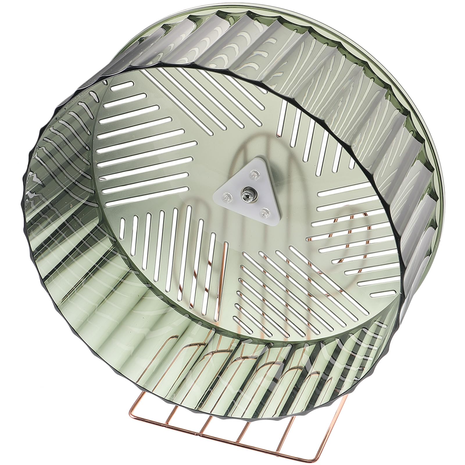Rueda de Ejercicio Silenciosa para Hámster Soporte Metálico Dorado Rueda Grande Verde Oscuro para Chinchilla y Erizo Accesorio Estable para Jaulas de Mascotas Pequeñas