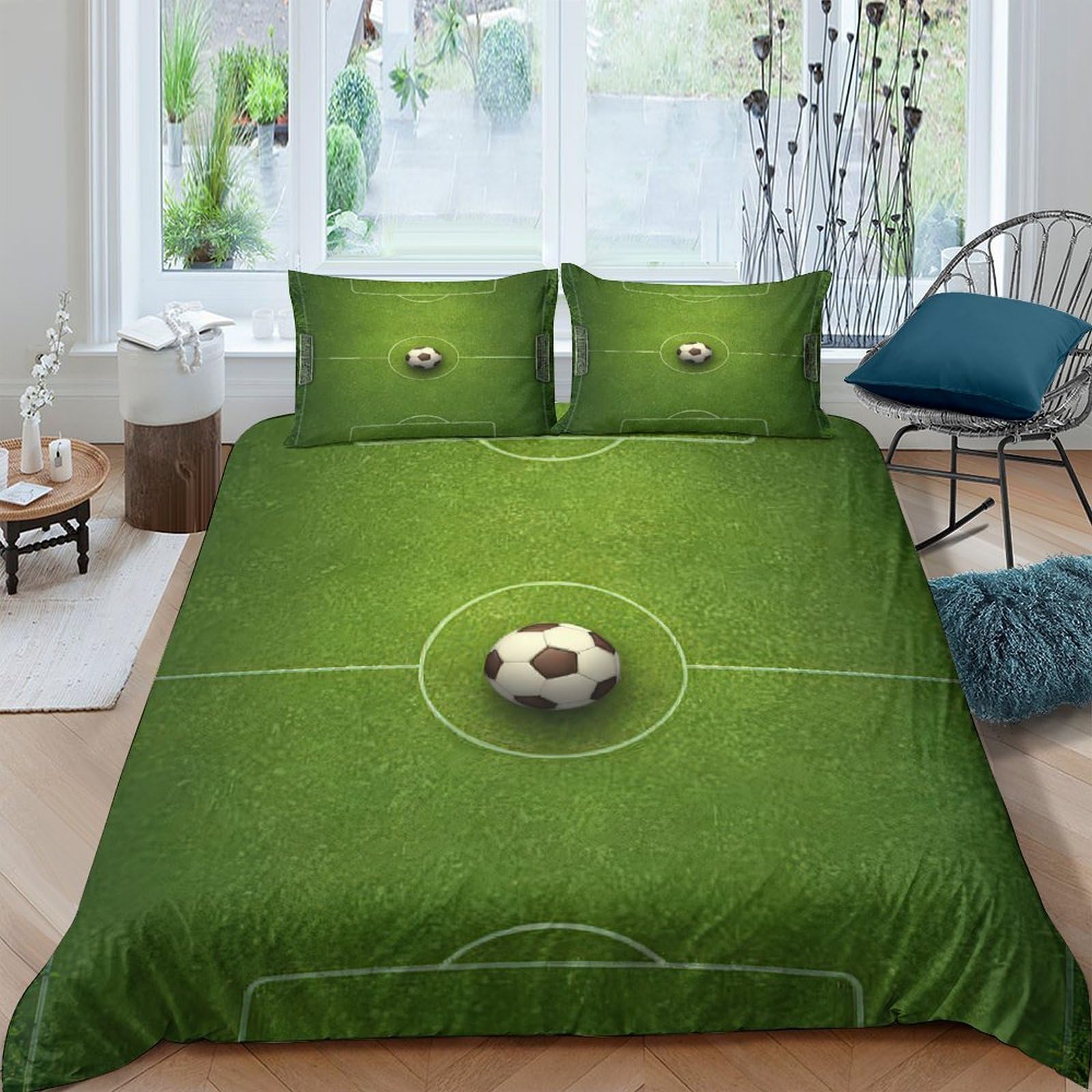 Ctjqhvkz Style-2 3D Printed Football Field Fitted Sheet Microfiber Soft Non Slip Soccer Ball Bed Cover For Bedroom Guest Room Single（135X200cm）