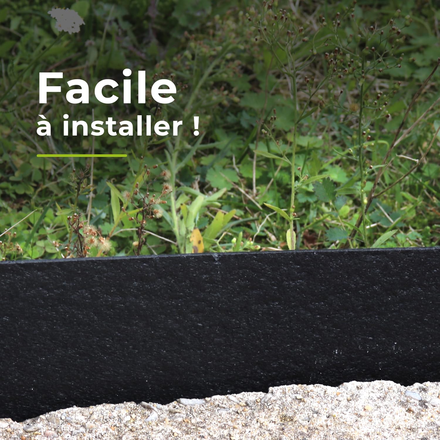 Jardiprotec Bordure, Bordure de Jardin Flexible en Plastique recyclé, Noir, 20cm x 10m