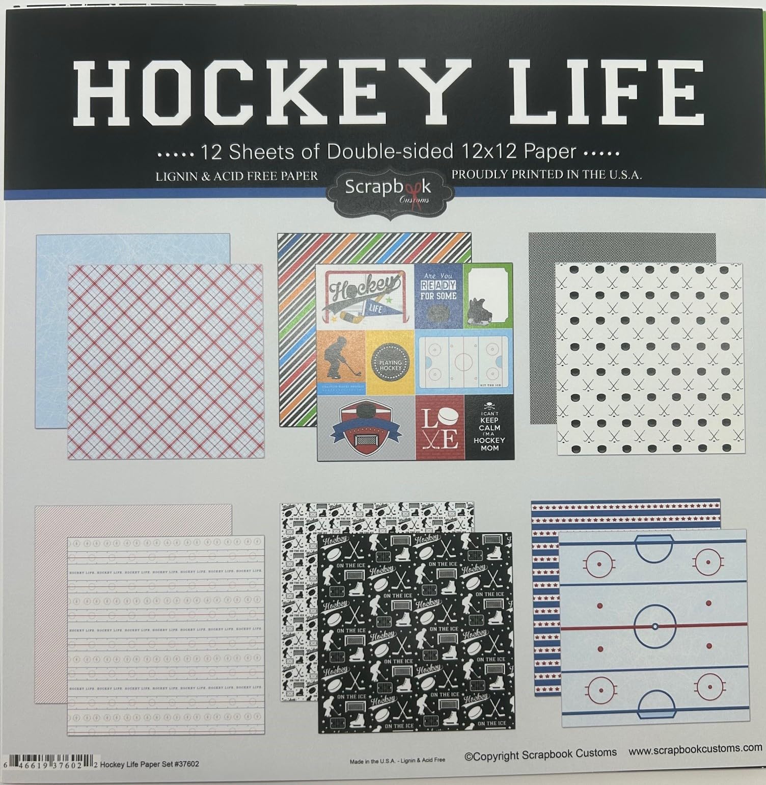 Scrapbook Customs Tematyczny zestaw do scrapbookingu papieru, hokej życie
