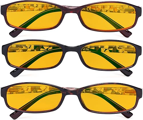 Miniatura 7 de Eyekepper Paquete de 3 lentes de bloqueo de luz azul transparentes para lectores de computadora con tinte naranja +0.00