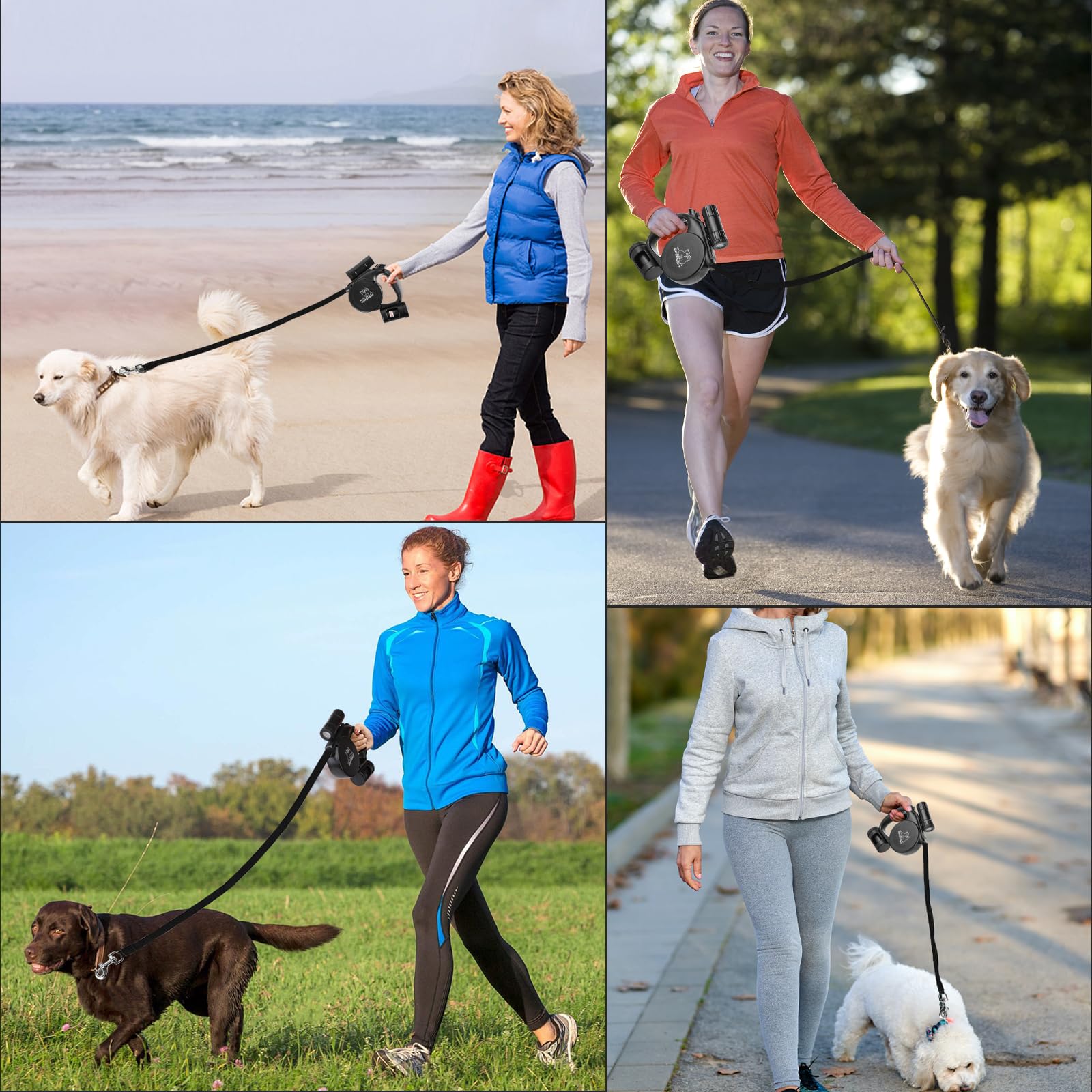 5m Retractable Dog Lead for Small Medium Dogs up to 25kg, black, 16.4 feet - Image 3