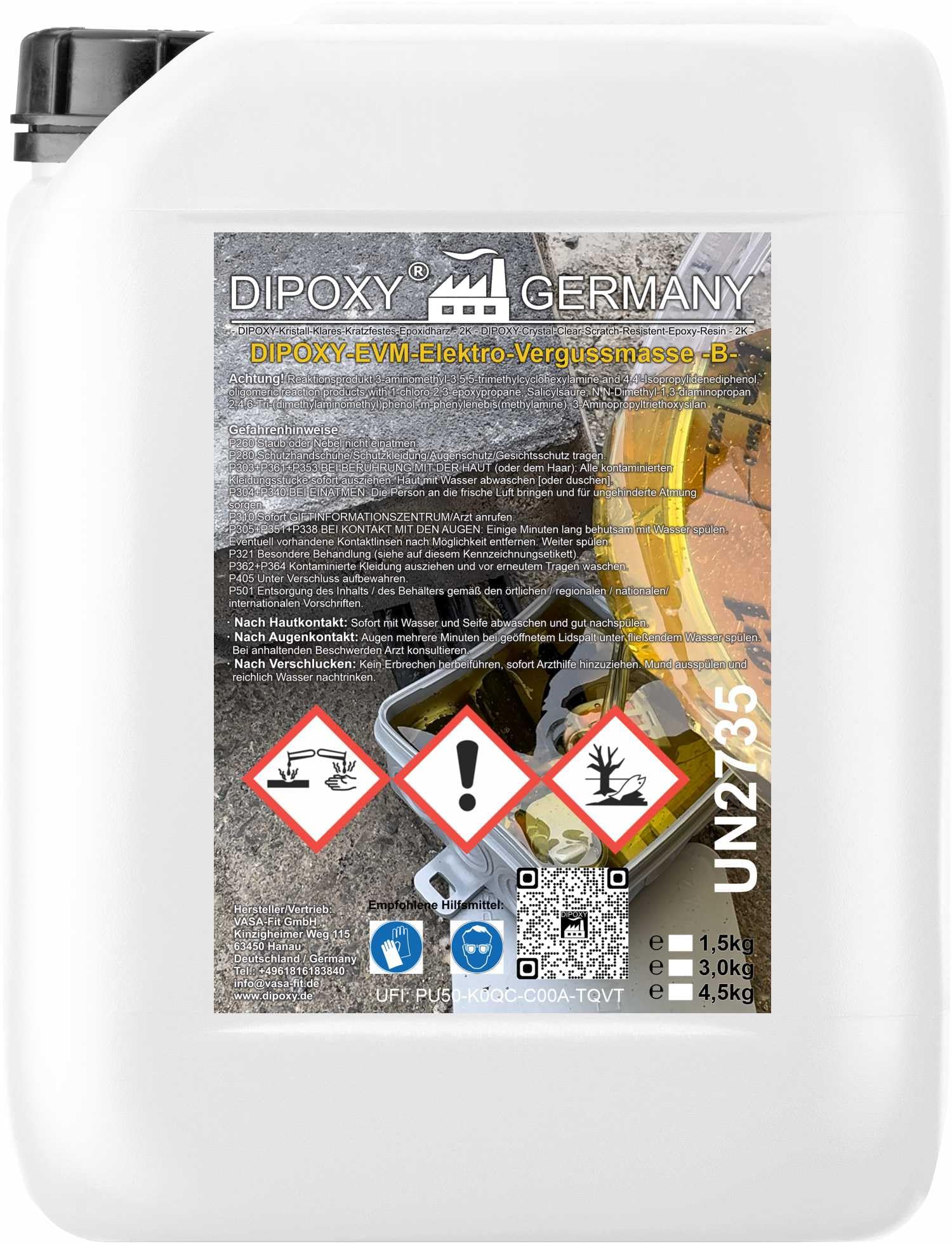 Resina epossidica per elettropressofusione IP68 e IP69 fino a 1000 Volt, 1280 g, marrone traslucido (trasparente) – impermeabile per scatole di derivazione, circuiti, manicotti per cavi, ecc.