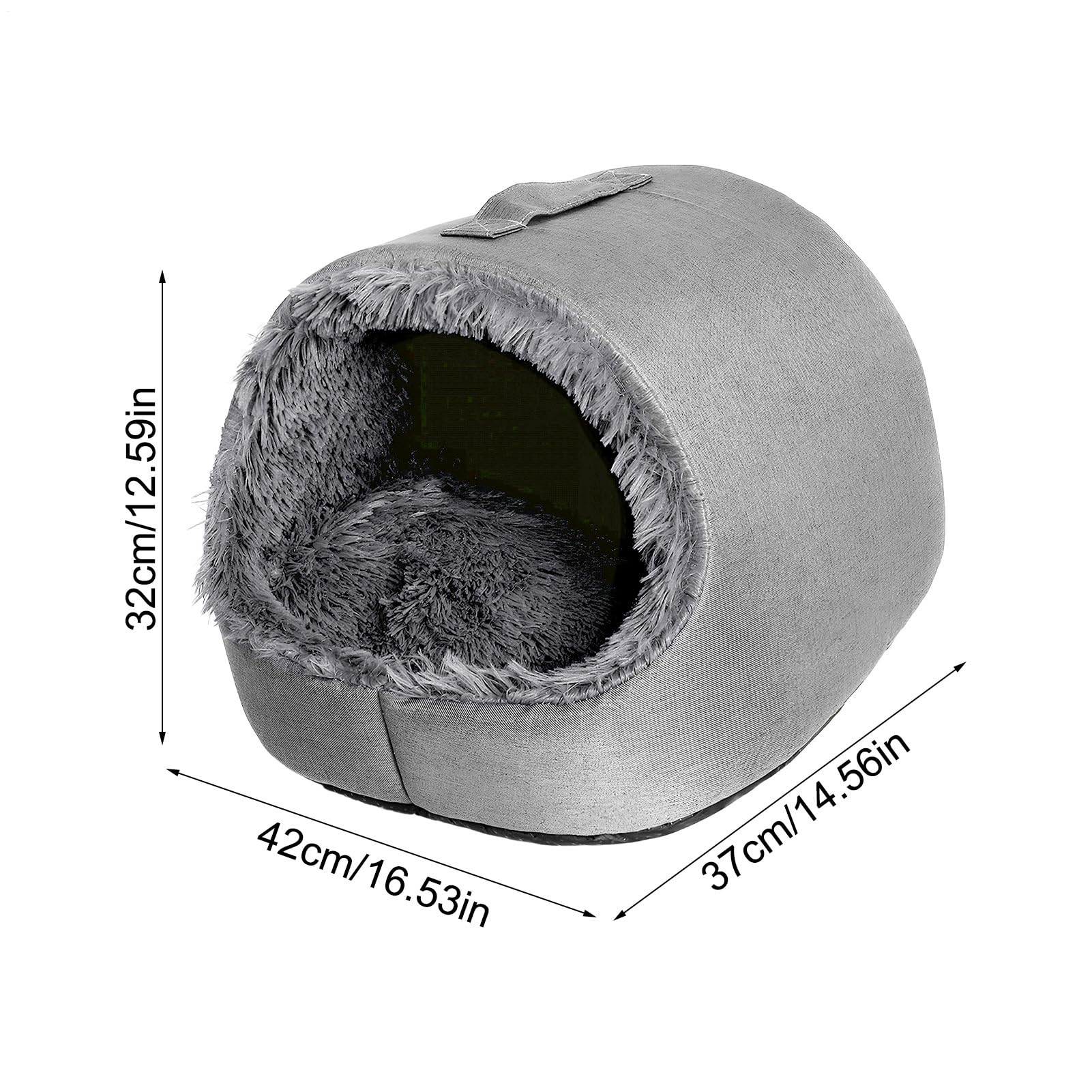 Cuccia per gatti coperta con maniglia, calda, invernale, morbida e confortevole | Grotta per gatti coperta per animali domestici, dormitorio, appartamento, soggiorno, balcone