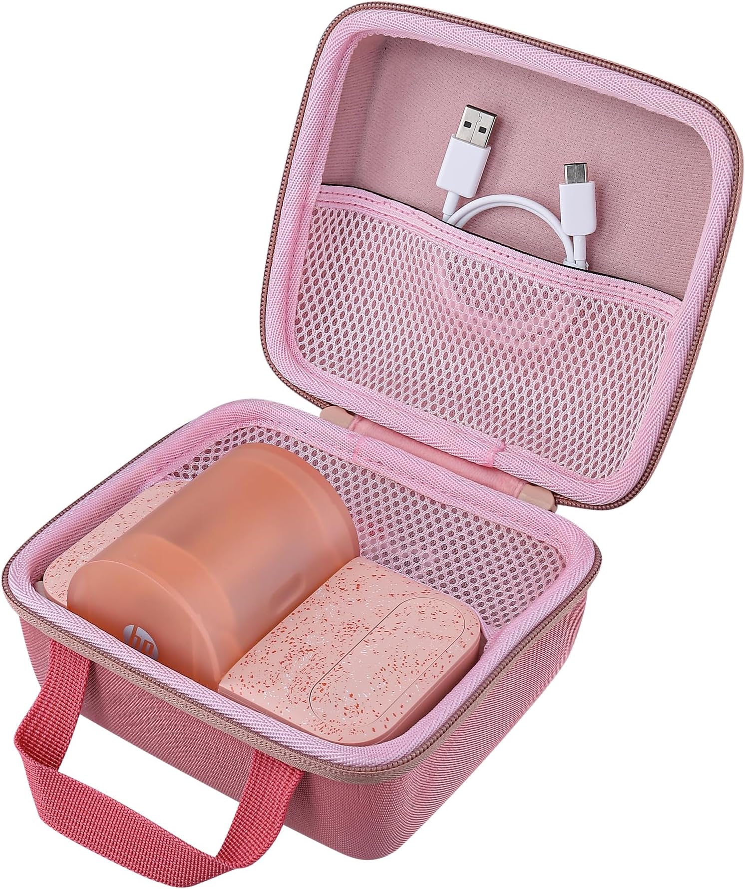 co2CREA Hard Case for HP Sprocket Panorama Instant Photo Printer, Pink | Portable Color Label Photo Printer Compatibility, Travel Protective Storage Bag with Mesh Pocket & Handle