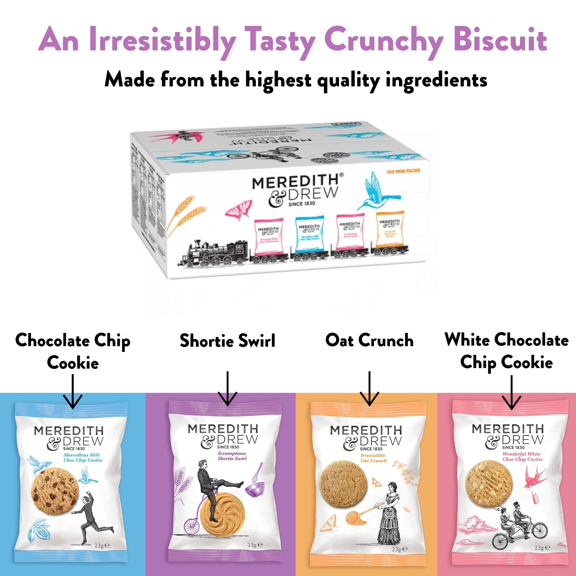 Meredith & Drew Mini Packs Twin Pack Biscuits 23 g Pack of 100 | Assorted Mini Biscuits Individually Wrapped Perfect for Snacks & Sharing product thumbnail 6