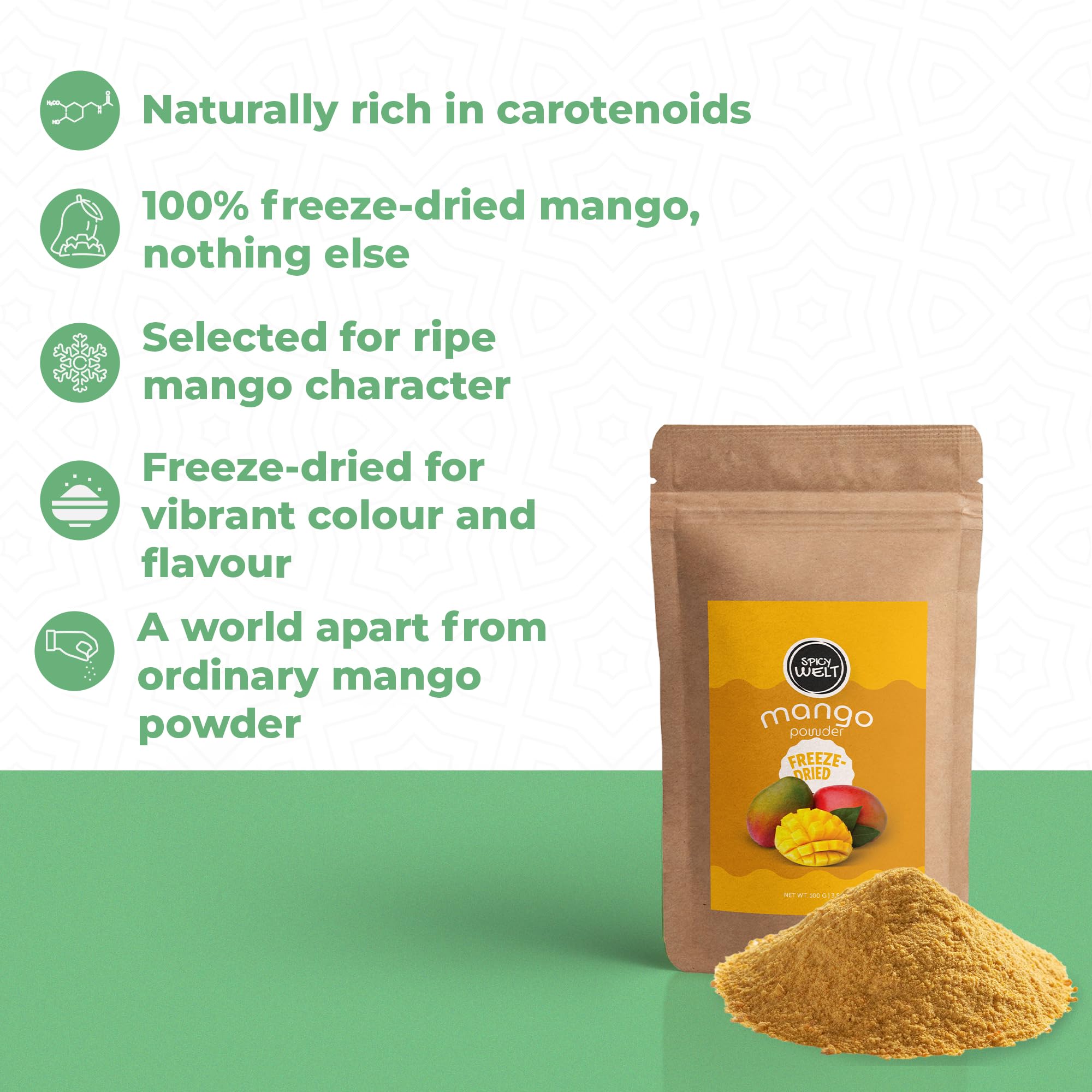 Spicy Welt Polvo de Mango Liofilizado 100g Natural Sin Endulzado