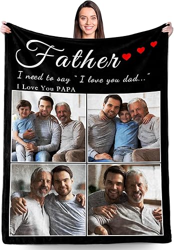Vista 22 de Regalos personalizados para el día del padre, cumpleaños para papá de hija, esposa, hijo, regalos personalizados para el día del padre, manta con S1