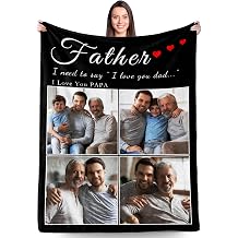 Fathers Day Birthday Gifts for Best Dad, Custom Photo Blanket for Dad