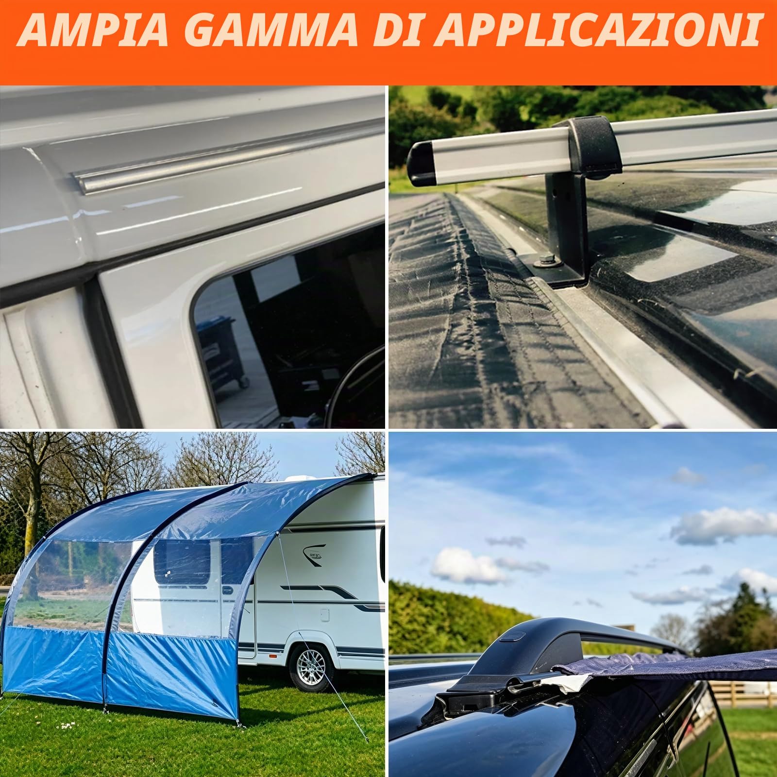 BRGD 8 Pezzi Guide per Tende da Sole a C, 50cm 45° Binario per Tenda da Sole in Alluminio Guide per Tende in Alluminio per Camper, Roulotte e Campeggio
