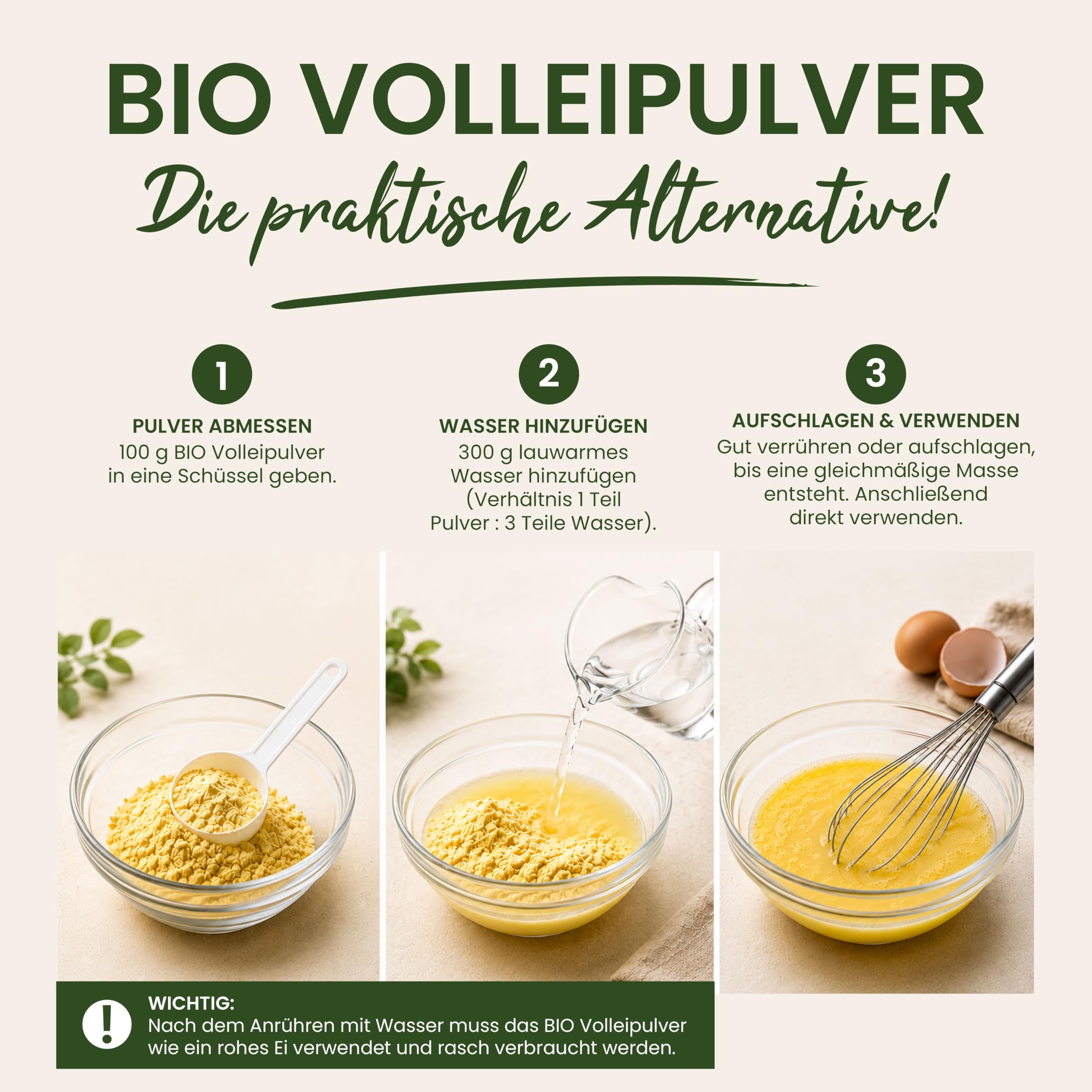 2 x 1 kg BIO Volleipulver | Rührei Kochen Backen | Ei Ersatz | Sprühgetrocknet | Vollei | TASTE MARKET