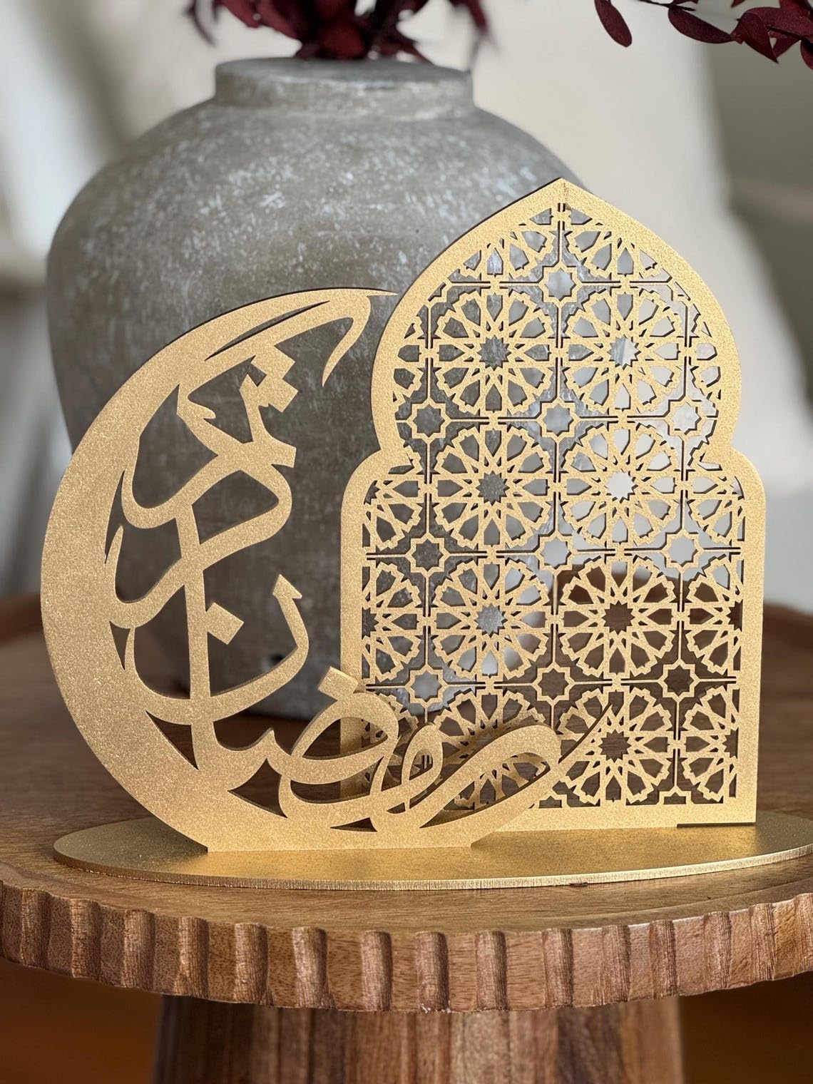 Haoser One Piece Ramadan Decorative item | Wooden Tabletop Decor for Eid Al-Fitr, Traditional Style|Ramadan decoration for Home |eid decoration items|ramzan table Decor