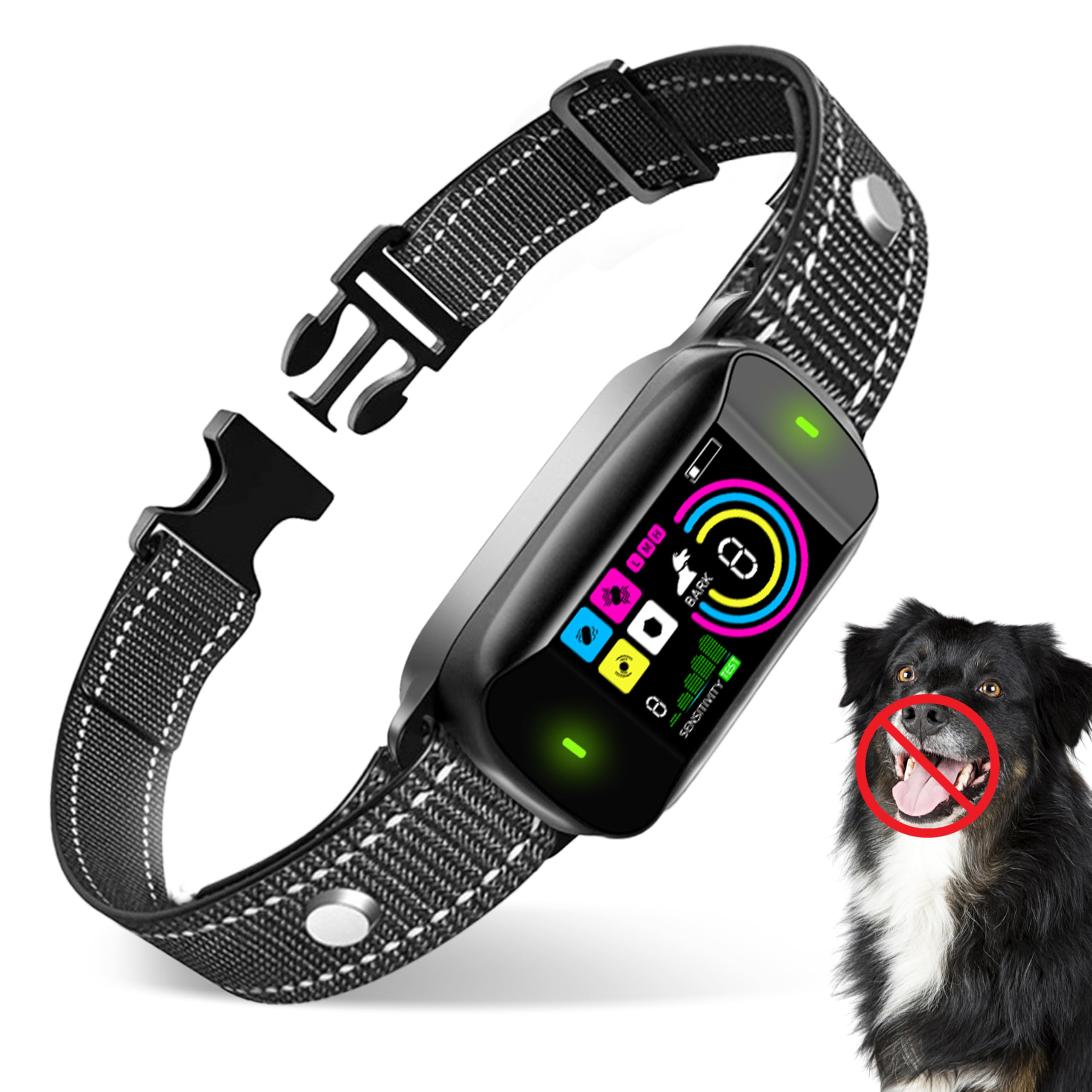 Anti Bark Collars for Dogs, Rechargeable Dog Barking Collar, Humane No Shock Dog Training Collar with Vibration & Sound