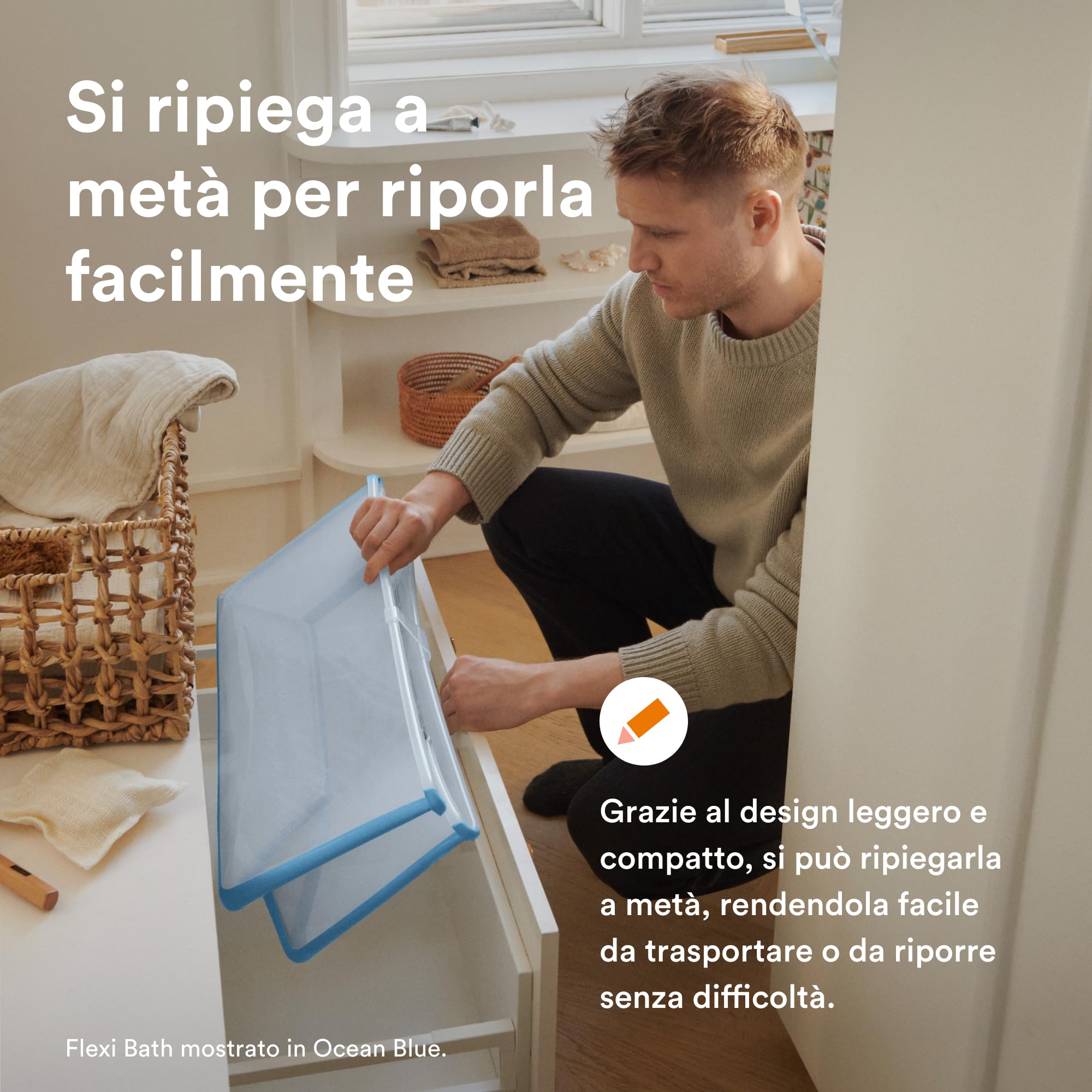 Stokke Flexi Bath, Soft Mint - 64 x 24 x 34 cm - Vasca da bagno pieghevole per neonati e bambini - Leggera, resistente e facile da riporre - Comoda da usare a casa o in viaggio