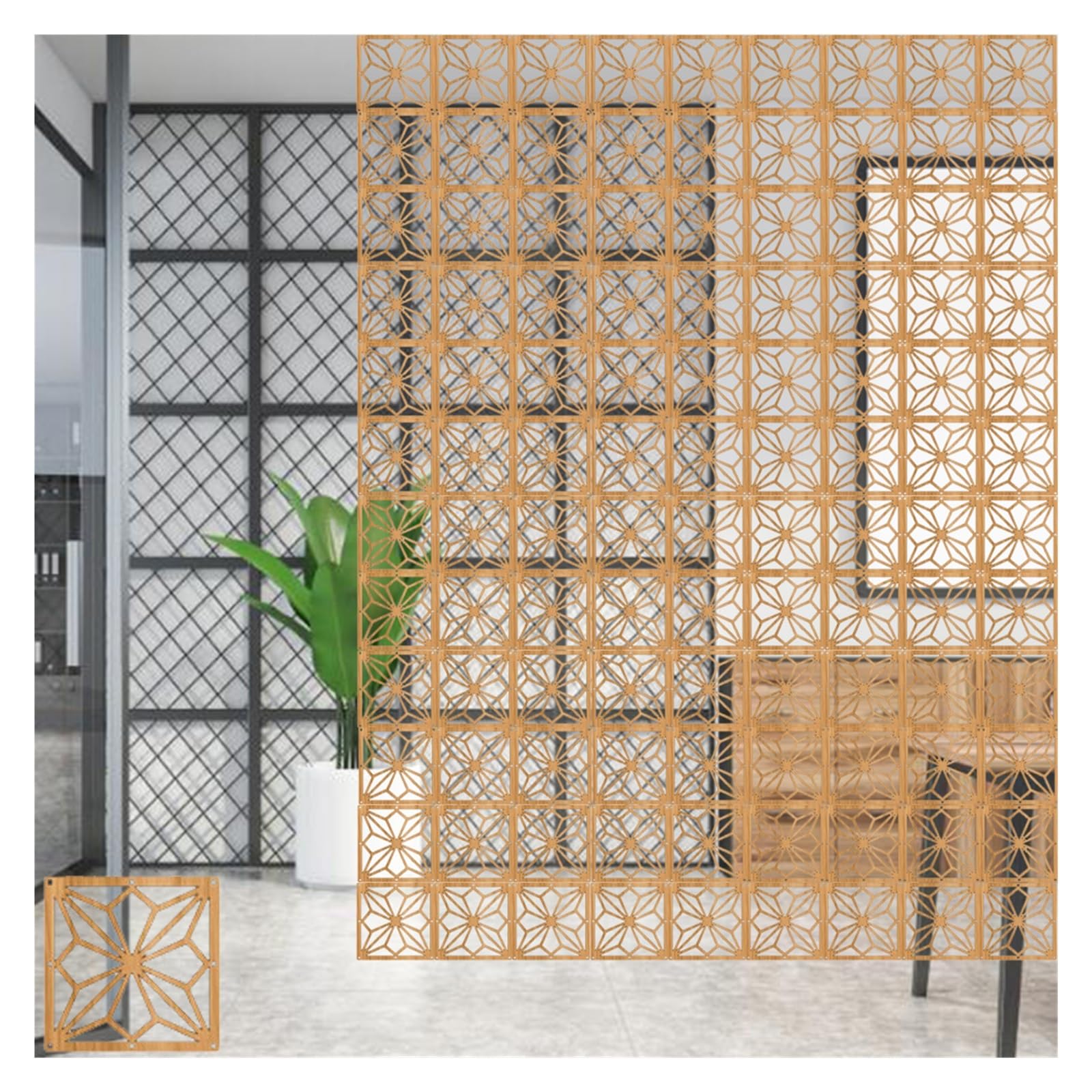 Divisorio dorato in legno-plastica per casa, ufficio, hotel e bar, facile installazione fai da te, 6 pannelli decorativi, stile 4