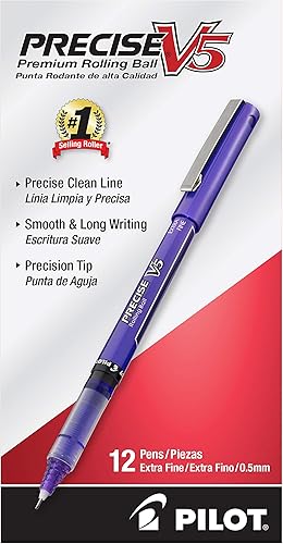 Miniatura 6 de PILOT Precise V5 Stick - Bolígrafos de tinta líquida, punta extrafina (0.020 in), tinta azul, paquete de 12 (35335) y bolígrafos precisos V5 Stick