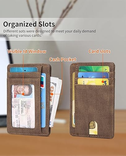 Miniatura 2 de CarrKen Cartera minimalista delgada para hombres, carteras de bolsillo frontal, cartera de cuero con bloqueo RFID para hombres y mujeres