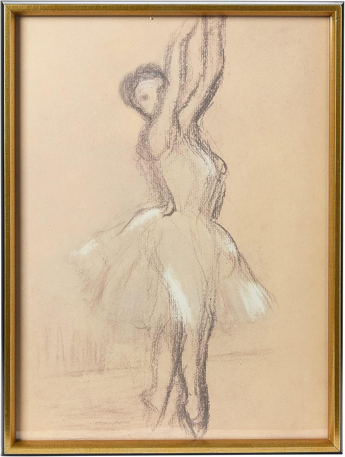 Creative Co-Op Vintage Reproduction Degas Ballerina Sketch with Solid Wood Frame Dancing
