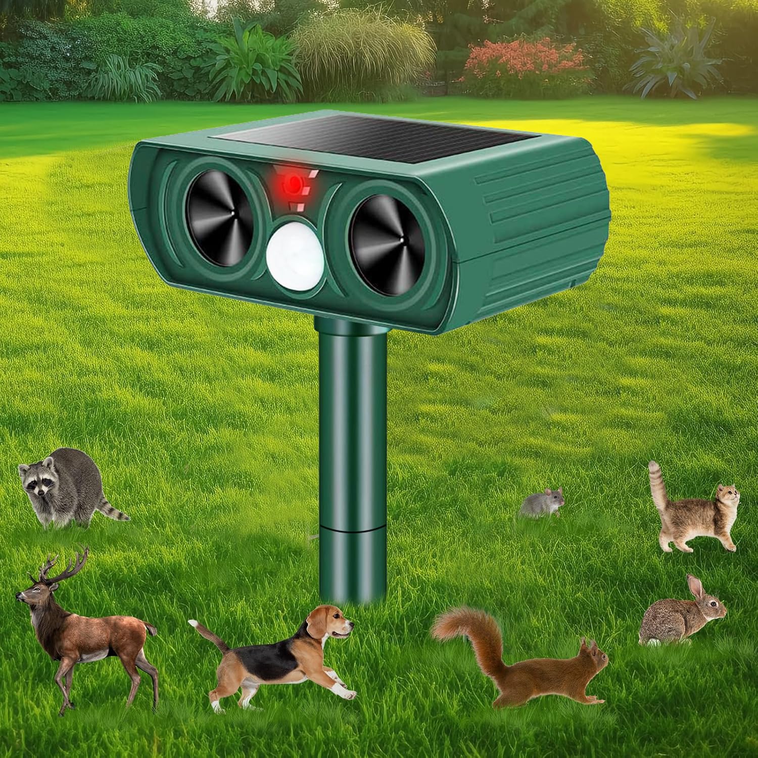 Ultrasonic Fox Repellent Cat Scarers for Gardens Waterproof Cat Deterrents Solar Animal Repeller with Motion Sensor Outdoor for Farm Yard Lawn Dogs Squirrels Upgraded