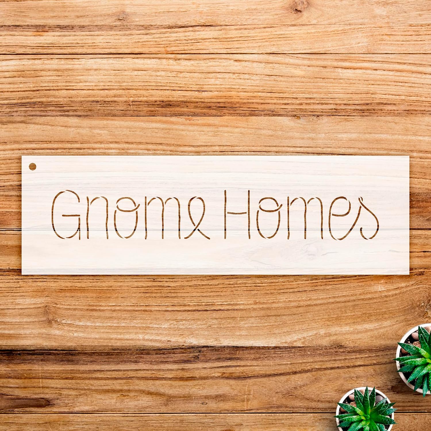 Gnome Homes Word Stencil for Walls and Crafts, Reusable Mylar Template, Fantasy Style Design, Ideal for Home Decor and Mixed Media Projects - Size A2 (23.4" x 7.2")
