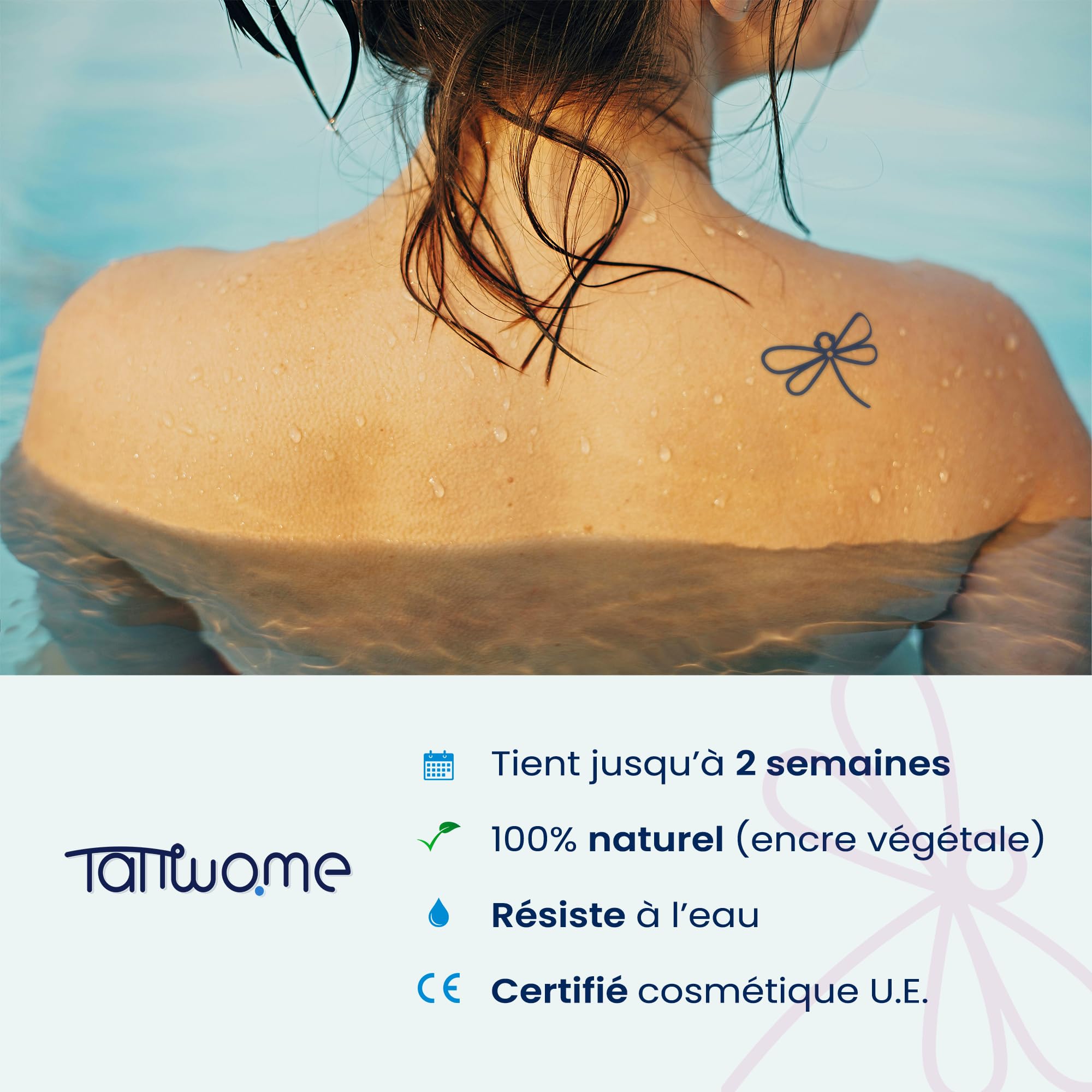 Tatouage Temporaire Yin Yang - Encre Végétale, Résistant à L'eau, Dure 2 Semaines