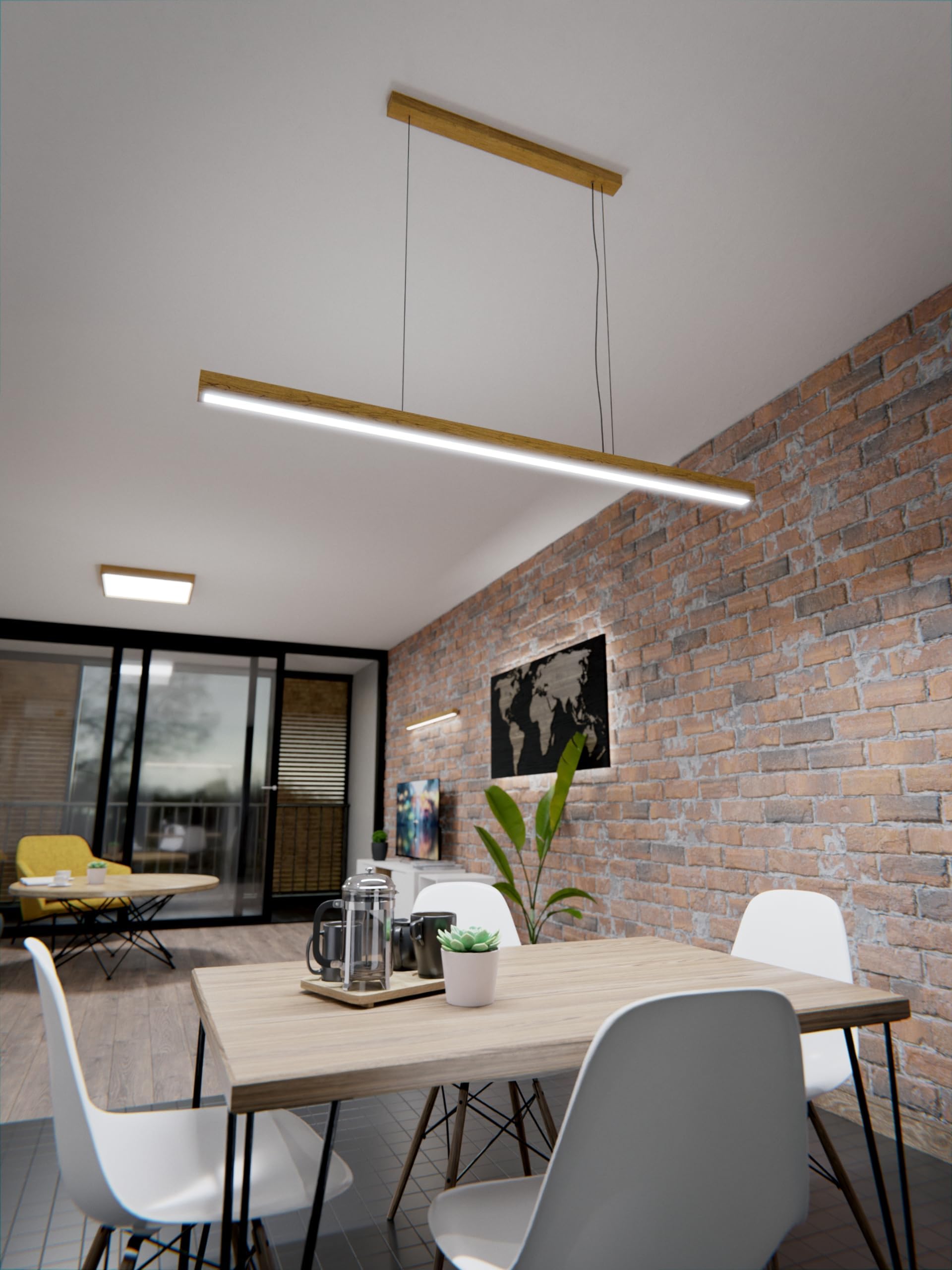LED Wood Drewniana lampa wisząca z dębu 60 cm – Ręcznie wykonana lampa wisząca nad stół jadalniany –Lampa do jadalni, salonu i kuchni – 24W 1600 lm Ciepłe białe światło 3000 K