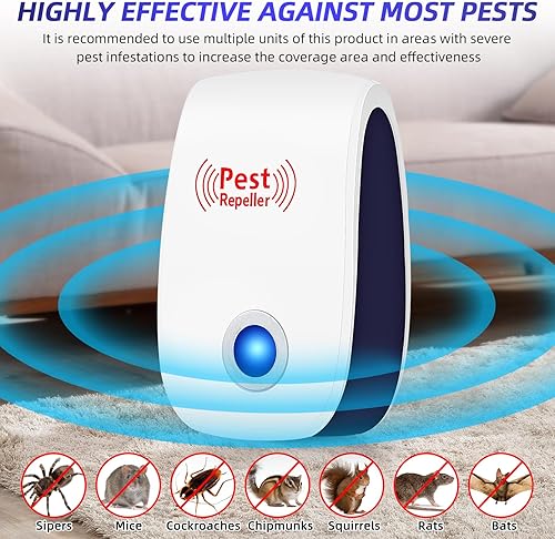 Miniatura 6 de Repelente ultrasónico de plagas, repelente de plagas, repelente de insectos para interiores, repelente de arañas para ratones, repelente de ratones