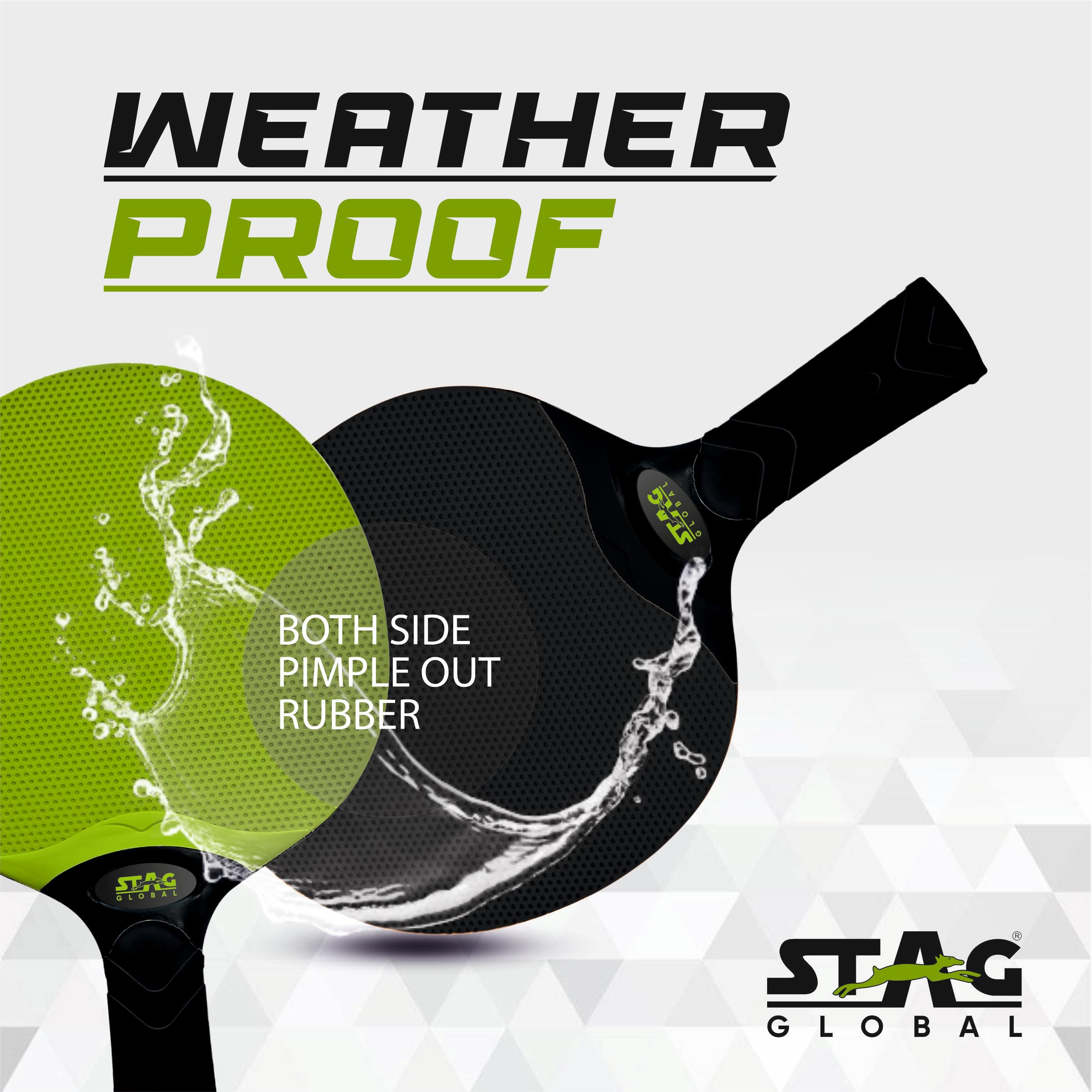 STAG GLOBAL DURA Blade Table Tennis Racket | Weatherproof & Break-Free Design | Comfortable Rubberized Grip | Durable Outdoor & Indoor Ping Pong Paddle (Green)