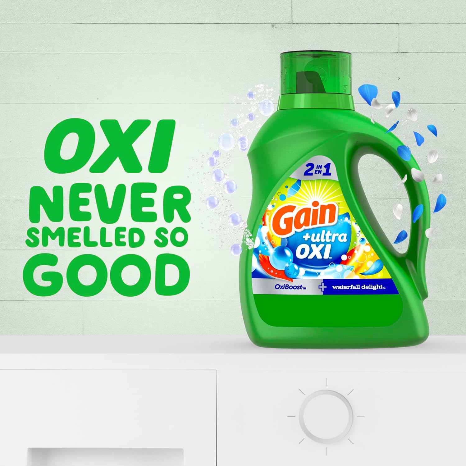 Gain Ultra Oxi Liquid Laundry Detergent, Waterfall Delight Scent, 61 Loads, 2-in-1, HE Compatible image 3